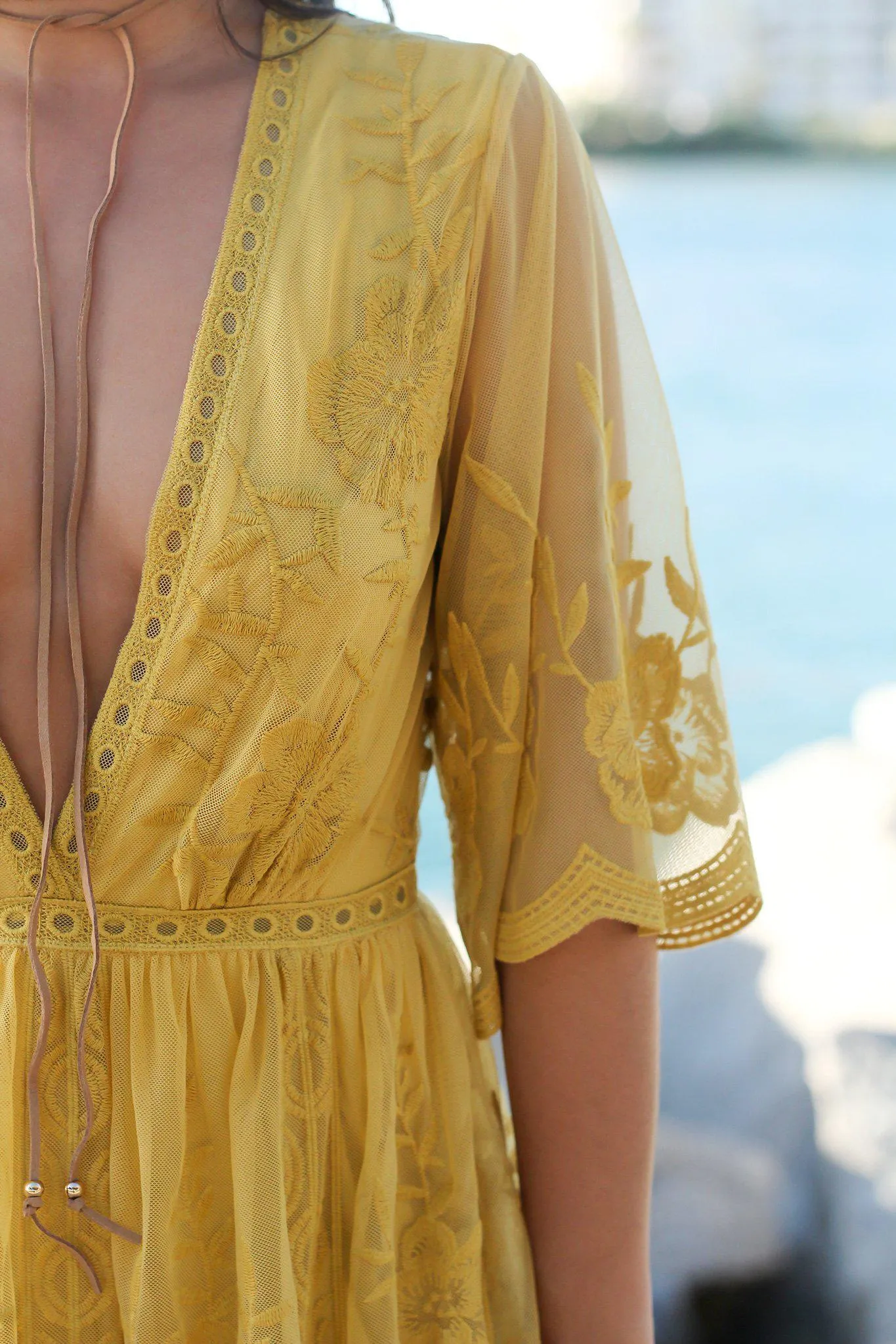 Mustard Lace Maxi Romper