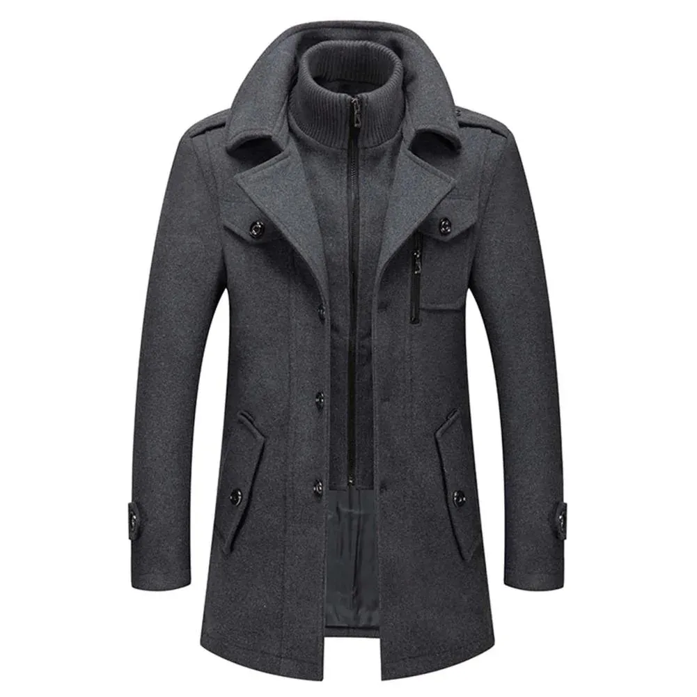 NICO™ | ELEGANT DOUBLE COLLAR ZIPPER BUTTON COAT FOR MEN