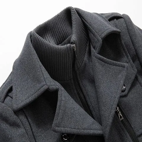 NICO™ | ELEGANT DOUBLE COLLAR ZIPPER BUTTON COAT FOR MEN