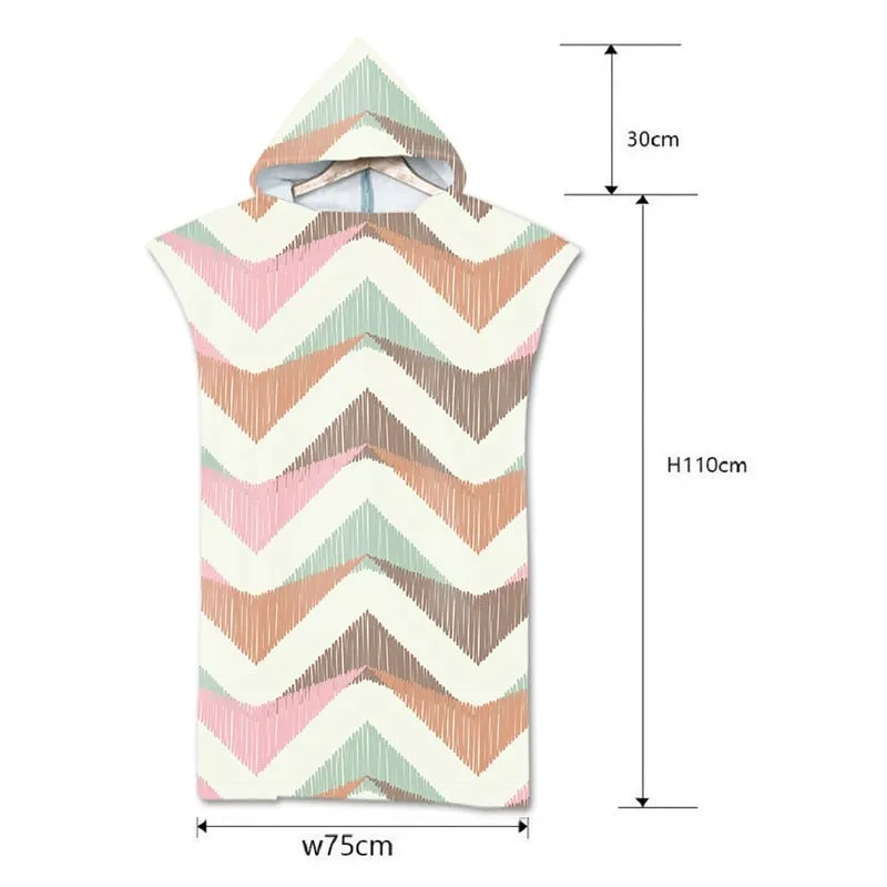 Nordic Striped Bath Beach Towels with Hood Microfiber Hooded Towel Poncho for Swimming Beach Surf Man Woman Bathrobe Beachwear