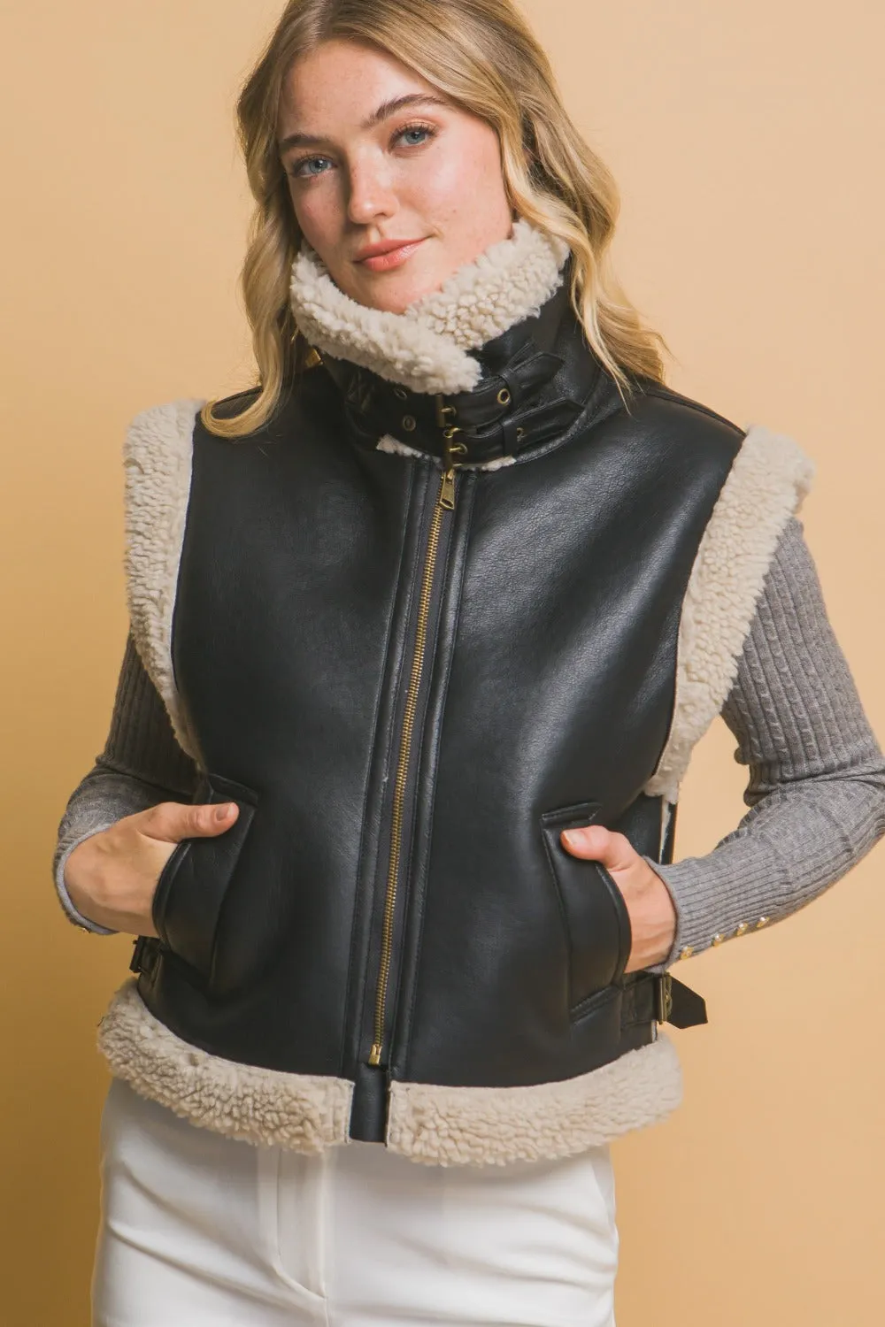 Oksana Sherpa Zip Up Vest