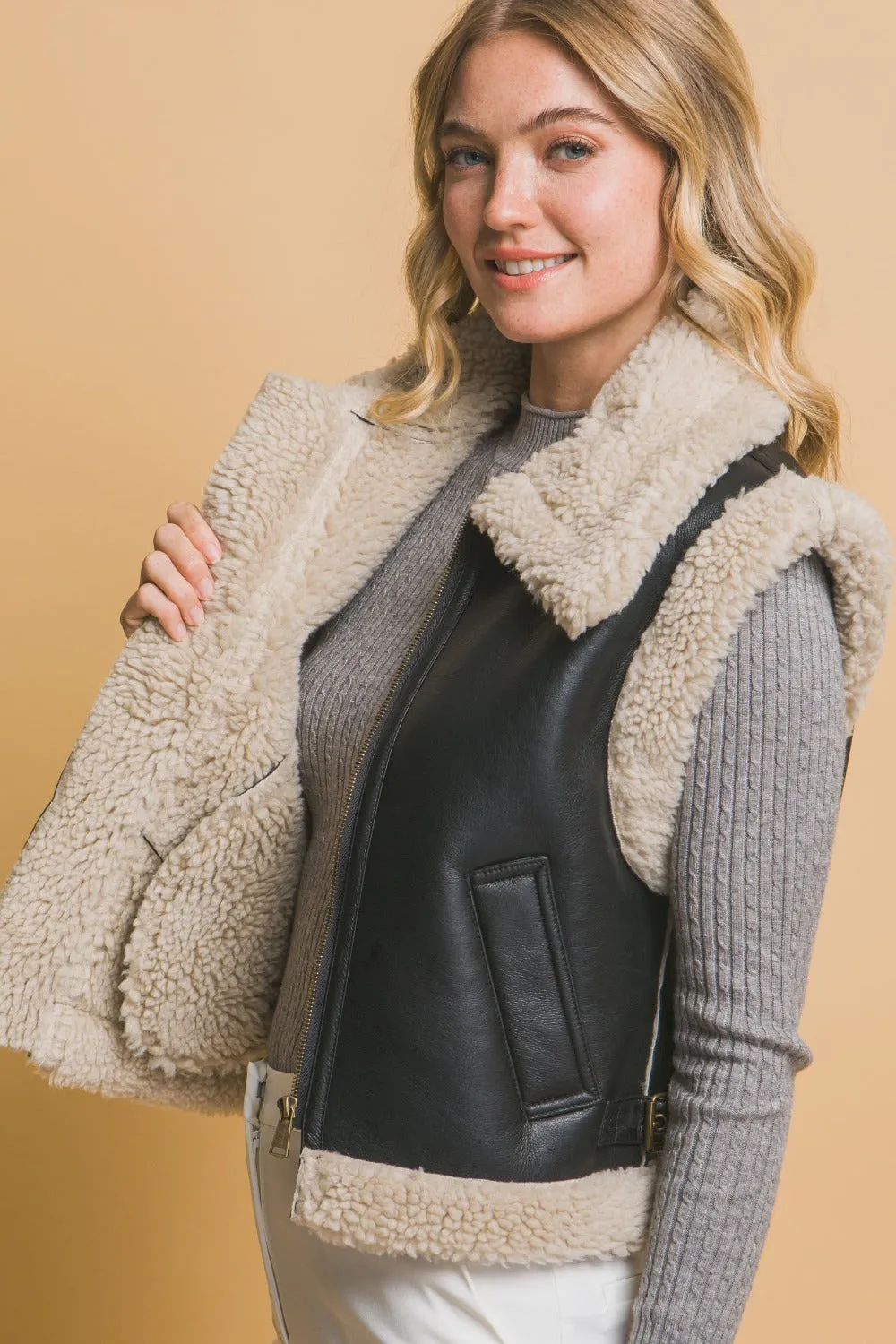 Oksana Sherpa Zip Up Vest