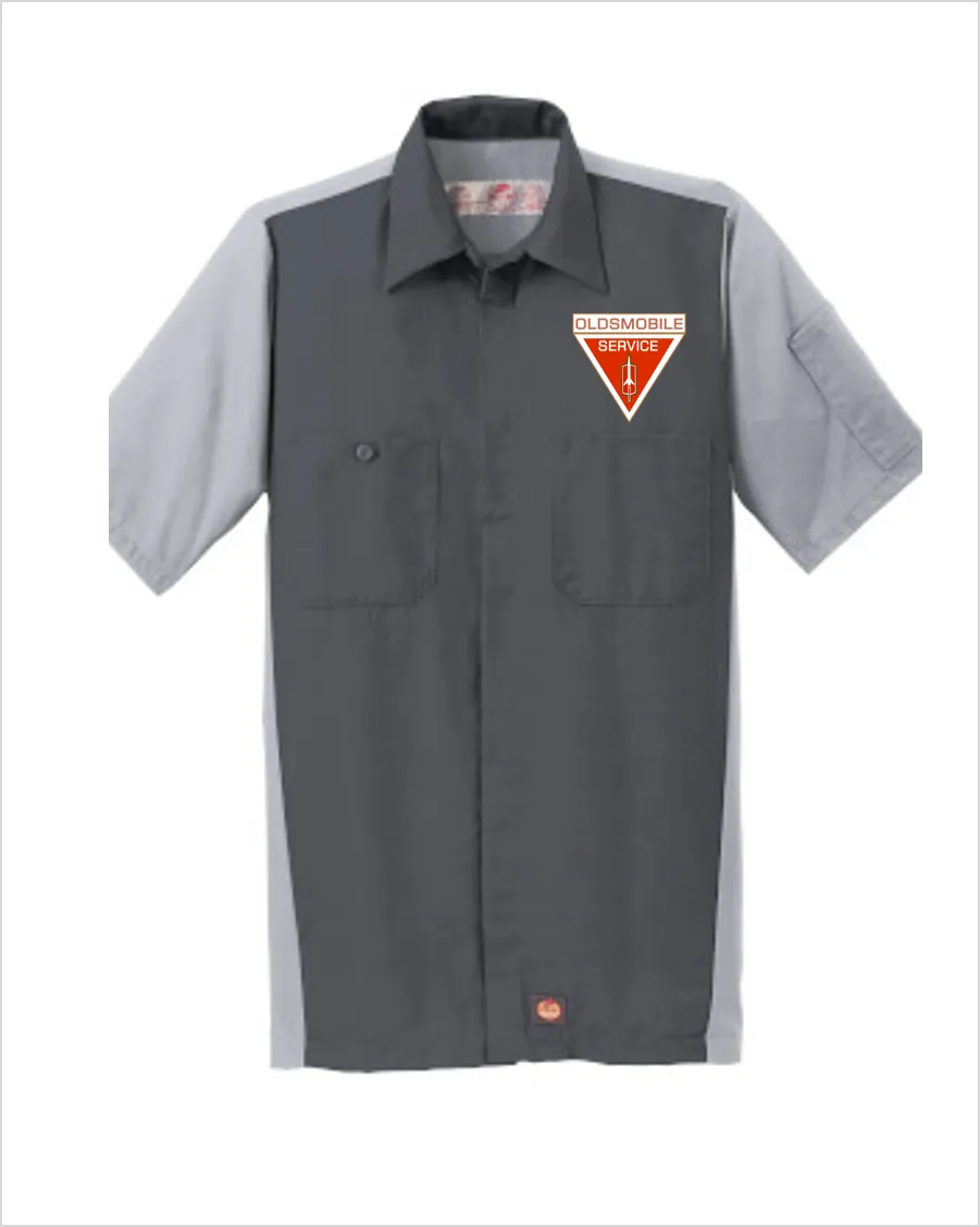 Oldsmobile Service Red Kap Short Sleeve Two-Tone Mechanic Shirt