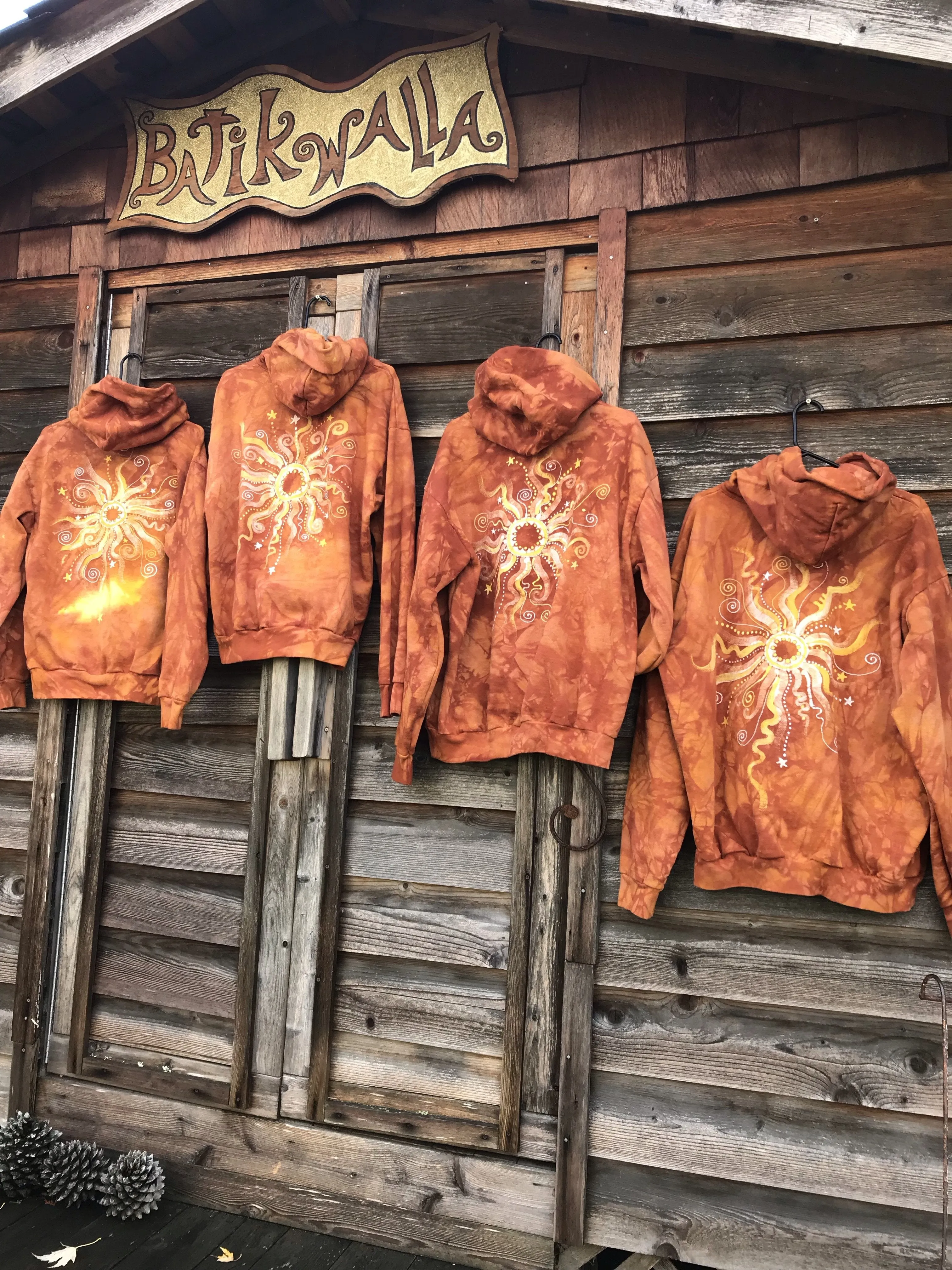 Orange Spice Sunset - Handcrafted Batik Pullover Hoodie