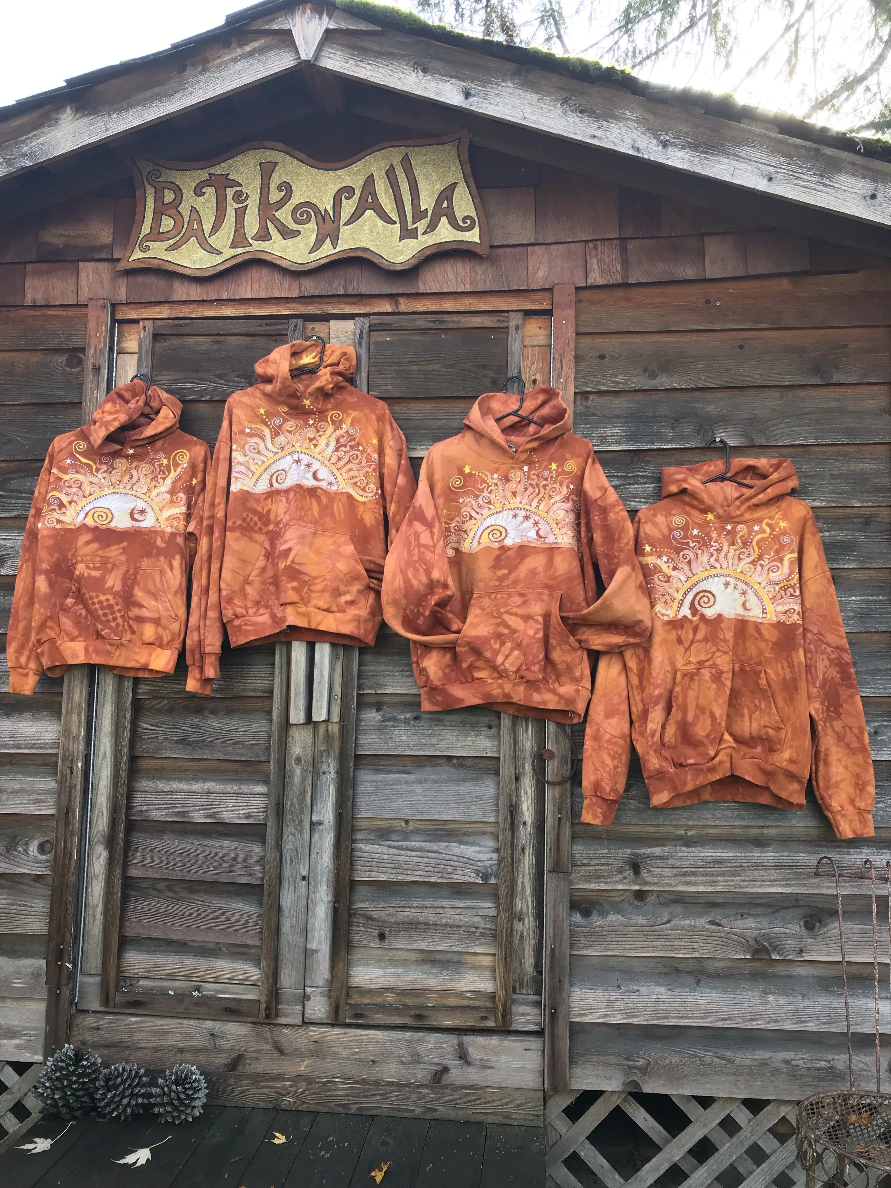 Orange Spice Sunset - Handcrafted Batik Pullover Hoodie