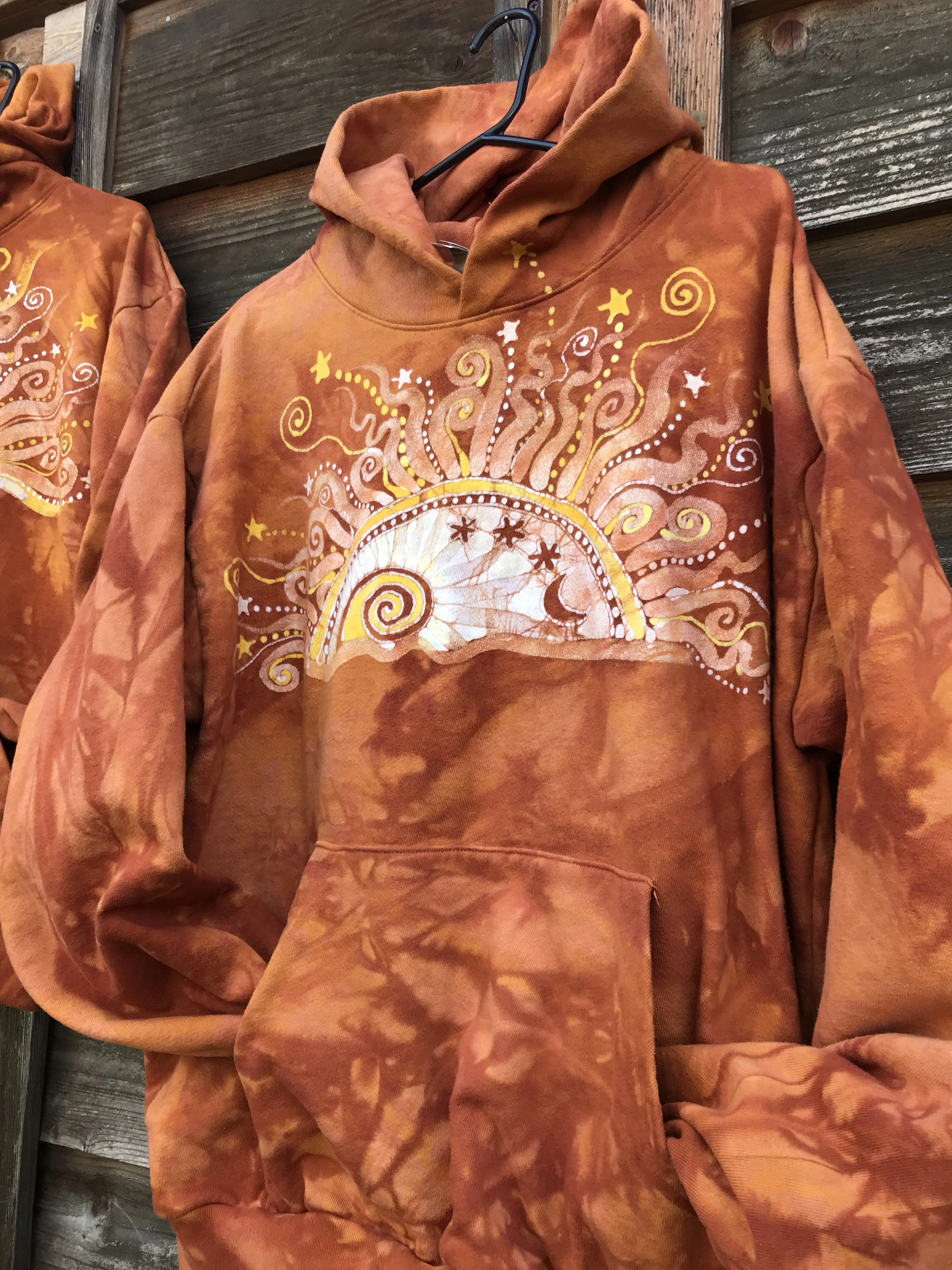 Orange Spice Sunset - Handcrafted Batik Pullover Hoodie