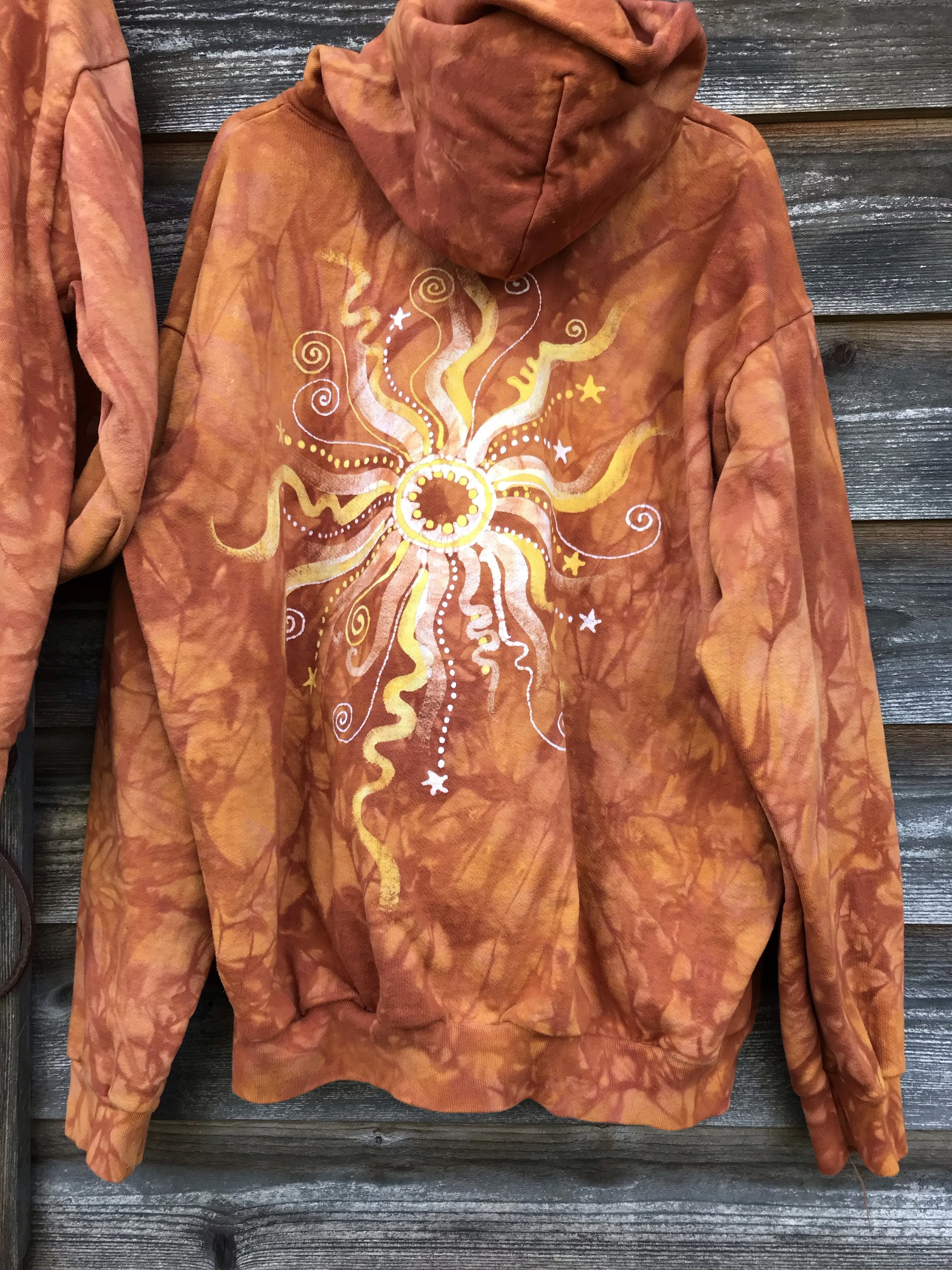 Orange Spice Sunset - Handcrafted Batik Pullover Hoodie