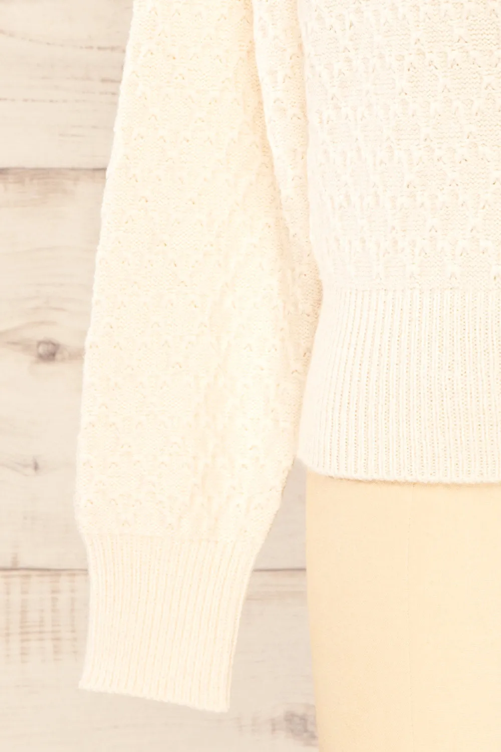 Oreyl Ivory | Knit Top w/ Peter Pan Collar