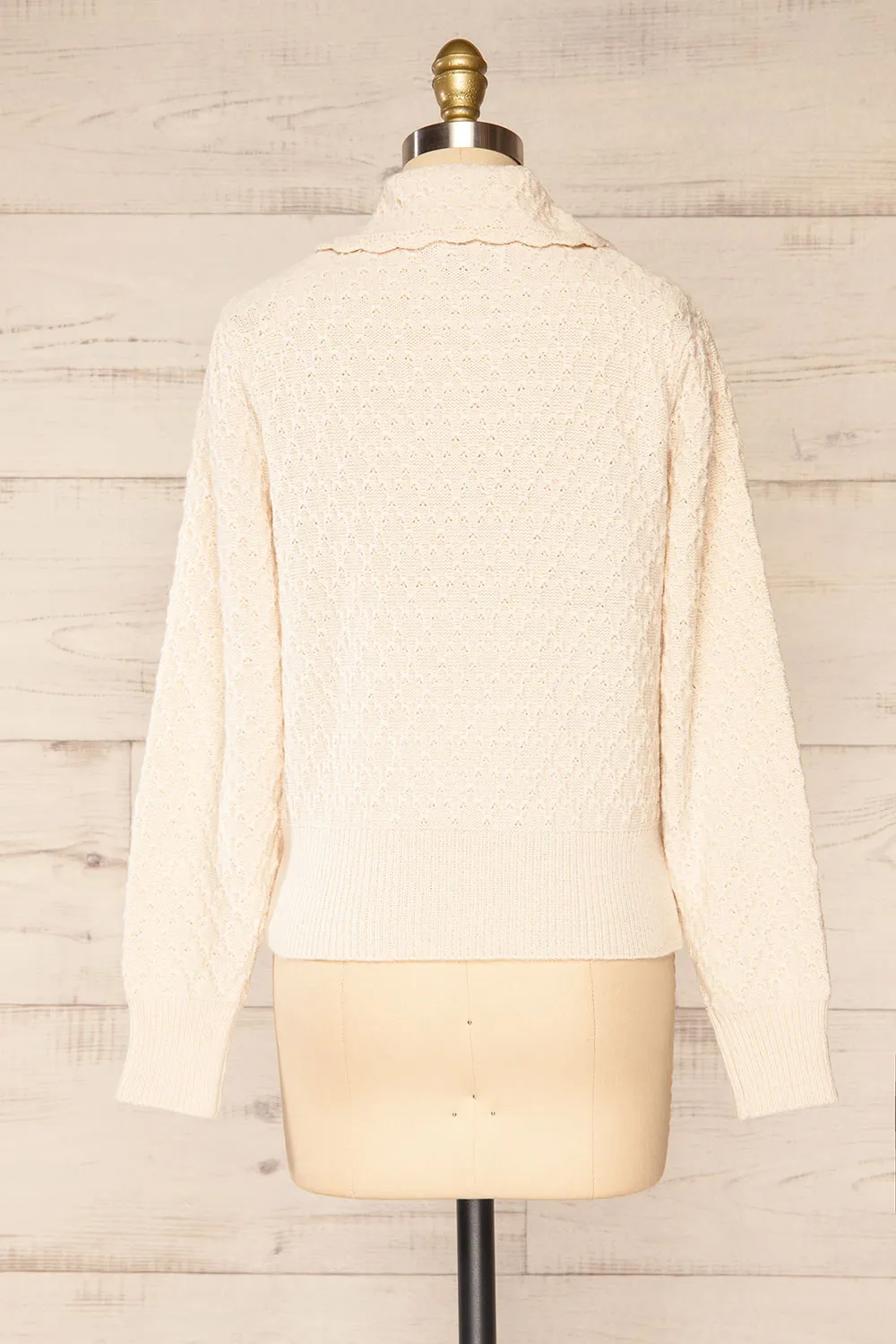 Oreyl Ivory | Knit Top w/ Peter Pan Collar