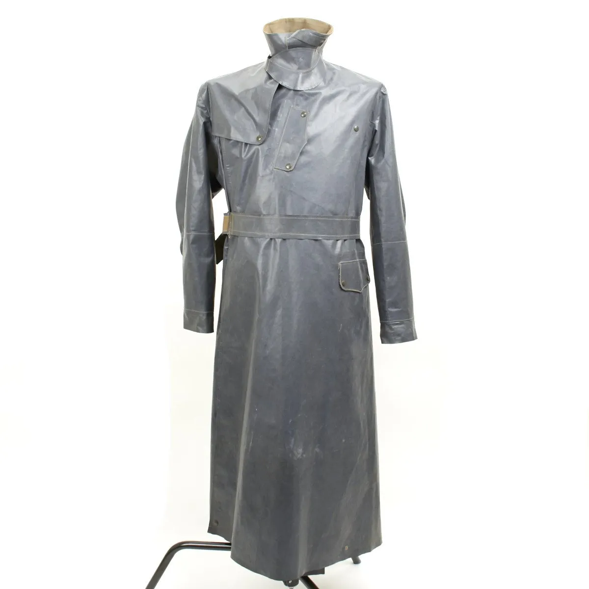 Original German WWII Kradmantel Rubberized Waterproof Motorcycle Greatcoat by Marquardt of Heilbronn - XL Size