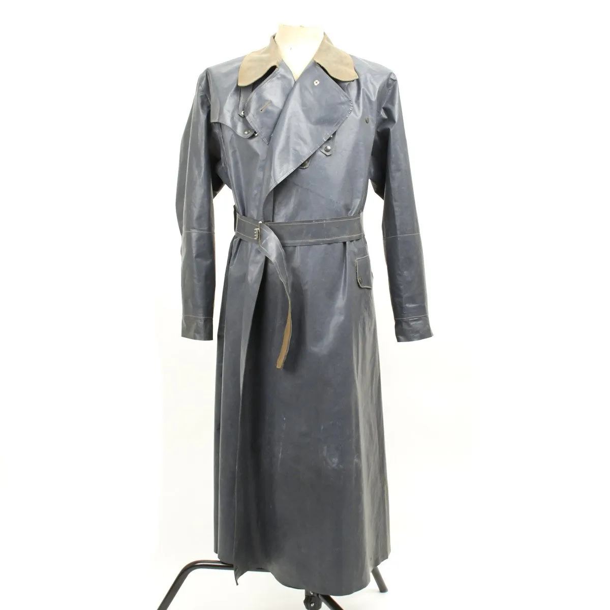 Original German WWII Kradmantel Rubberized Waterproof Motorcycle Greatcoat by Marquardt of Heilbronn - XL Size