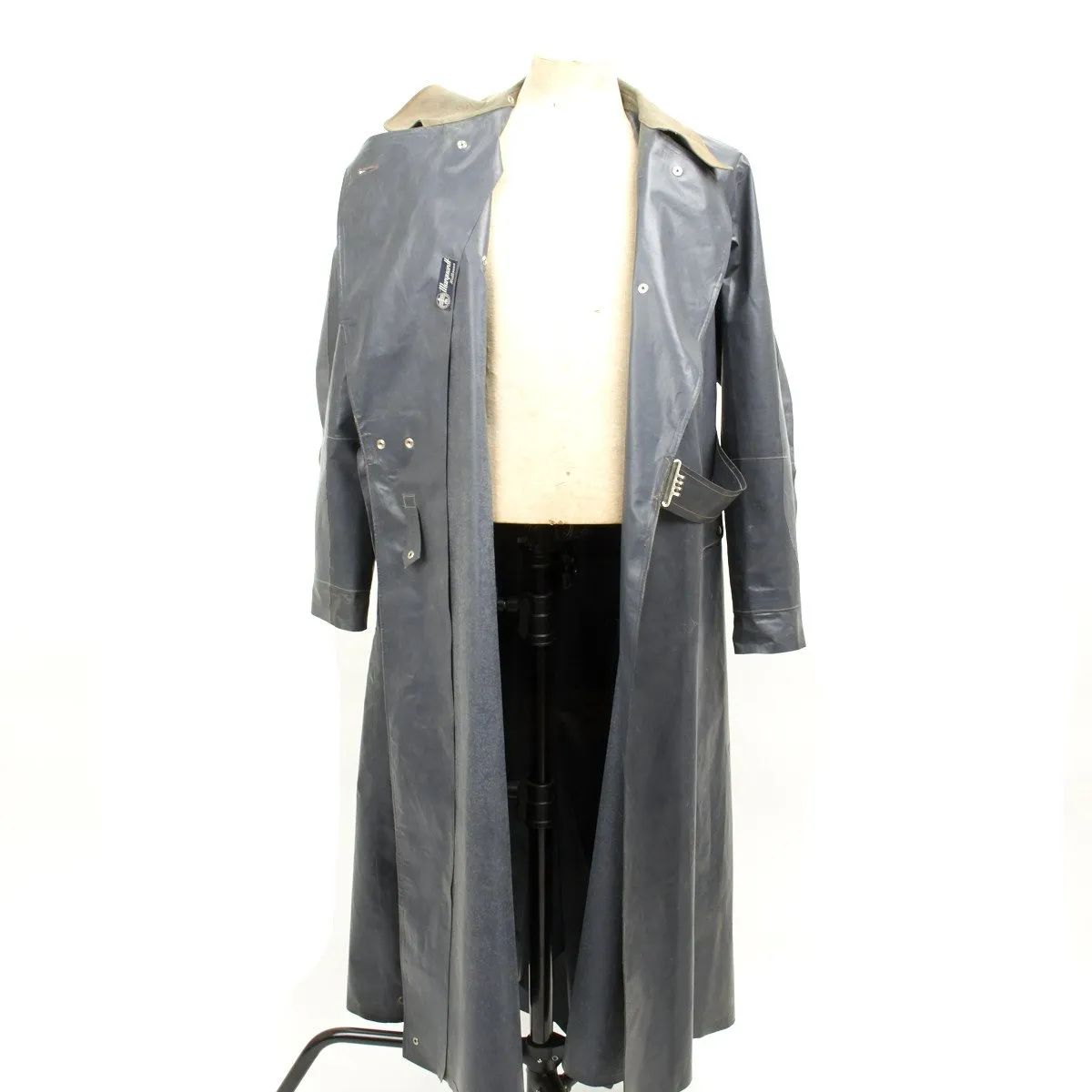 Original German WWII Kradmantel Rubberized Waterproof Motorcycle Greatcoat by Marquardt of Heilbronn - XL Size