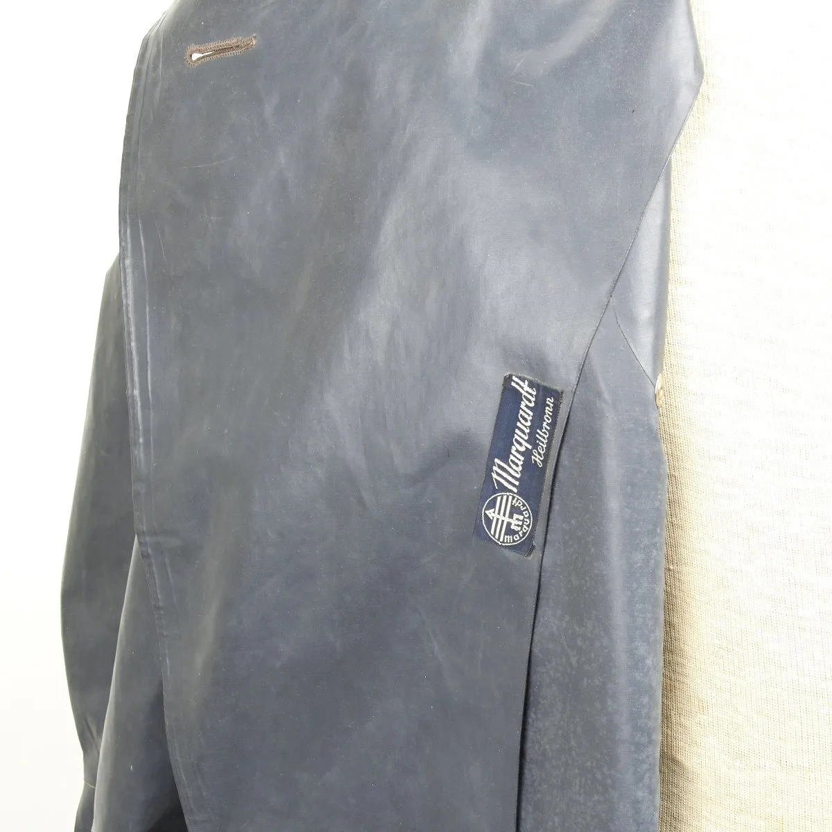 Original German WWII Kradmantel Rubberized Waterproof Motorcycle Greatcoat by Marquardt of Heilbronn - XL Size