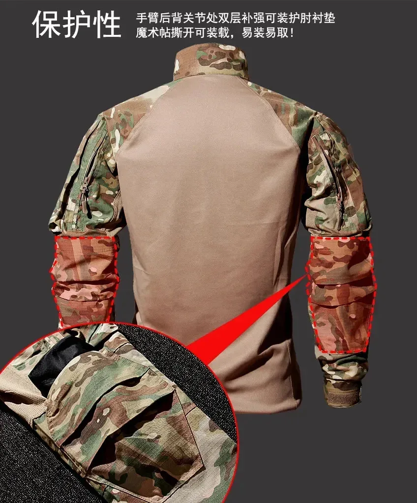 Outdoor Tactical Sets Men Wear-resistant Hunting Uniform Sweatshirt Multi-pocket Cargo Pant 2 Pcs Suits Waterproof Combat Set