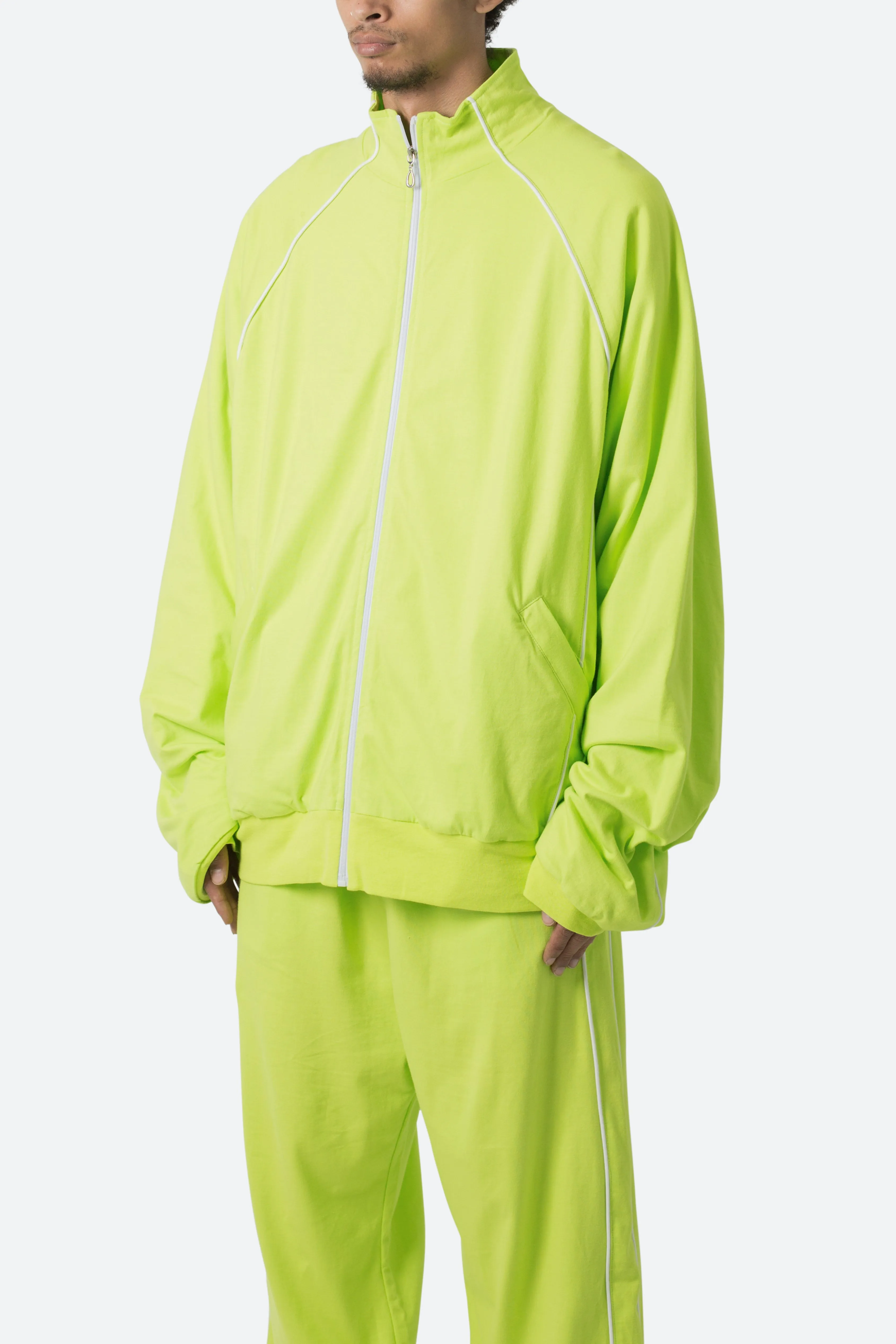 Oversized Jersey Track Jacket - Acid Lime