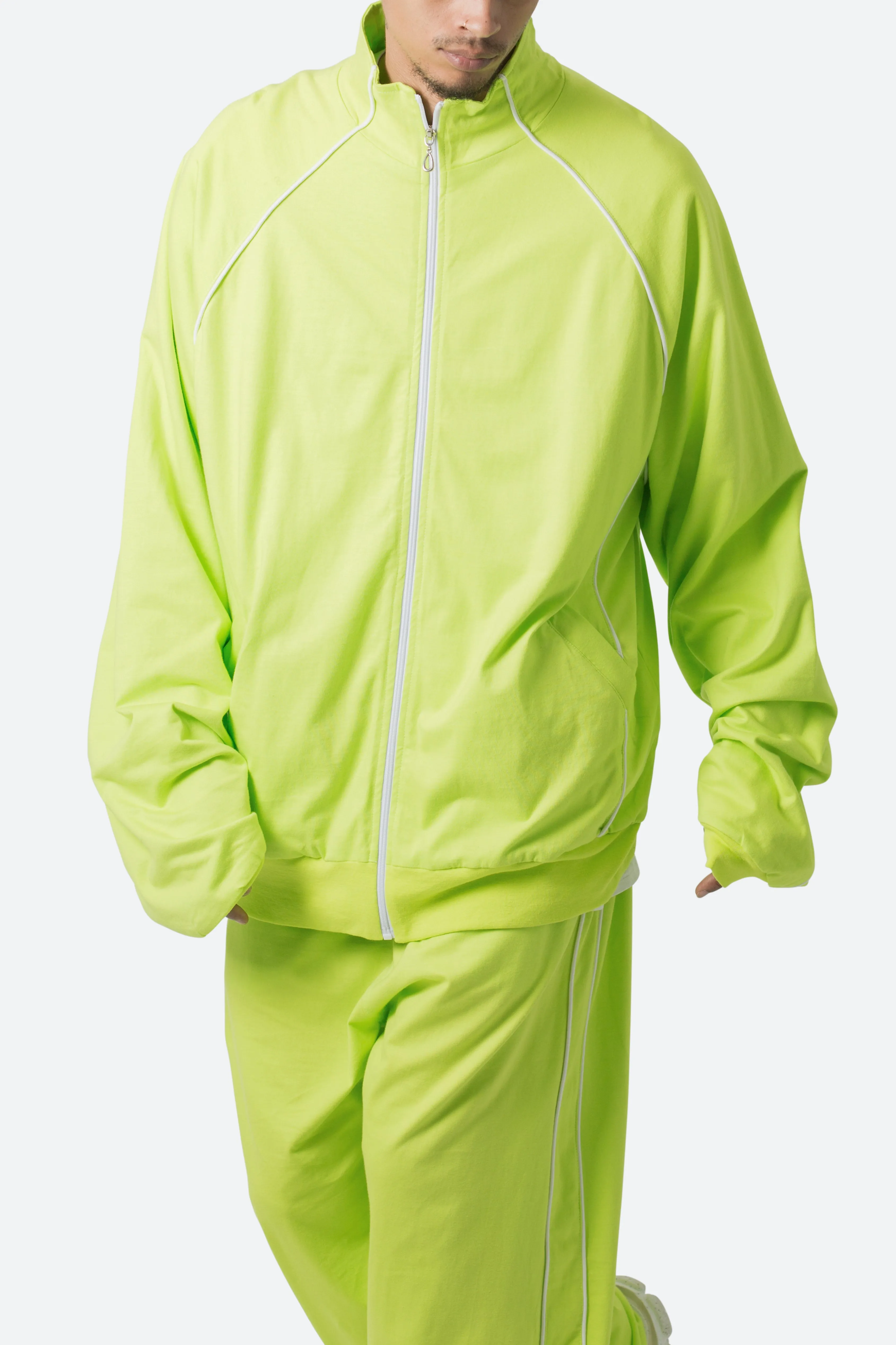 Oversized Jersey Track Jacket - Acid Lime