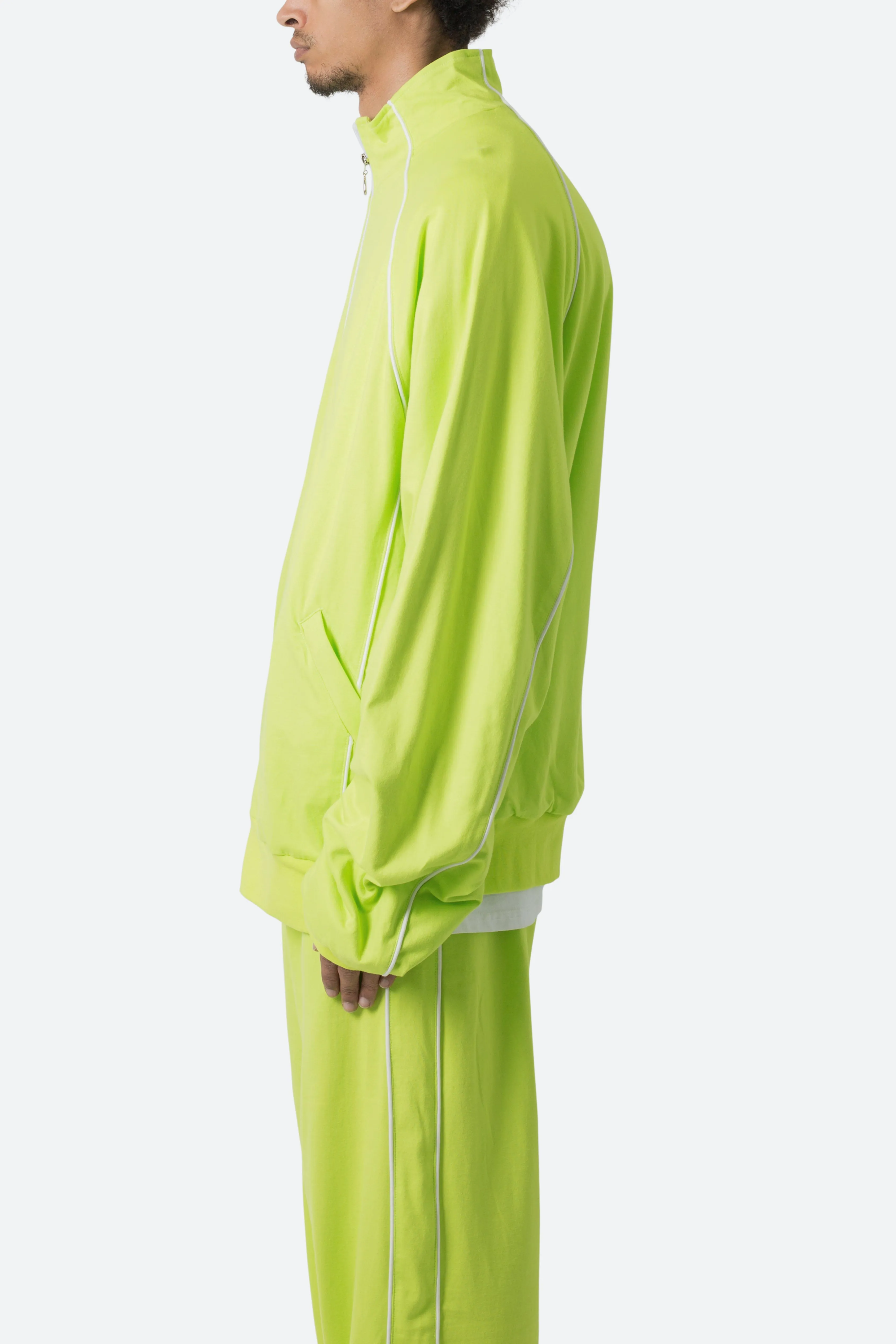 Oversized Jersey Track Jacket - Acid Lime