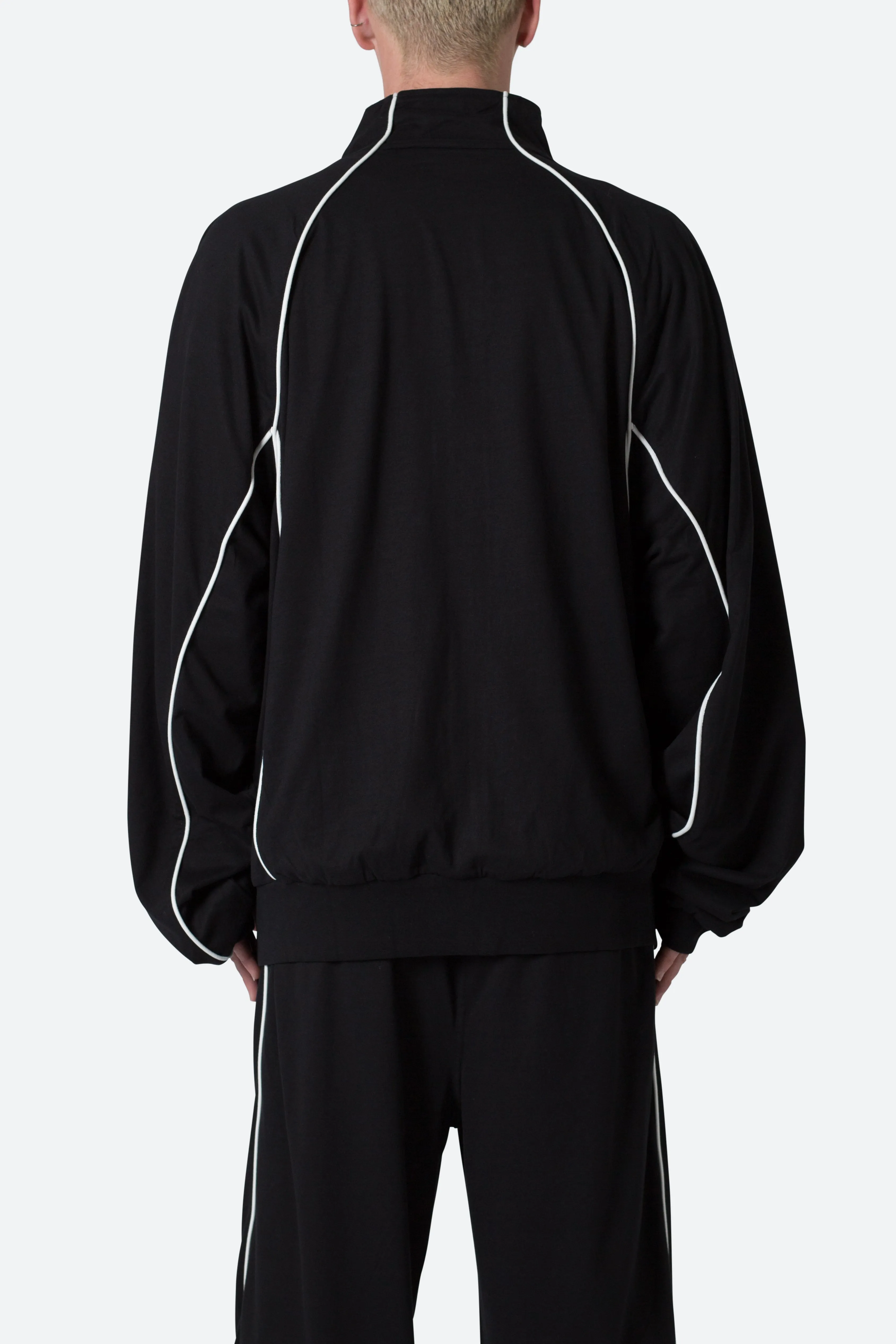 Oversized Jersey Track Jacket - Black/White