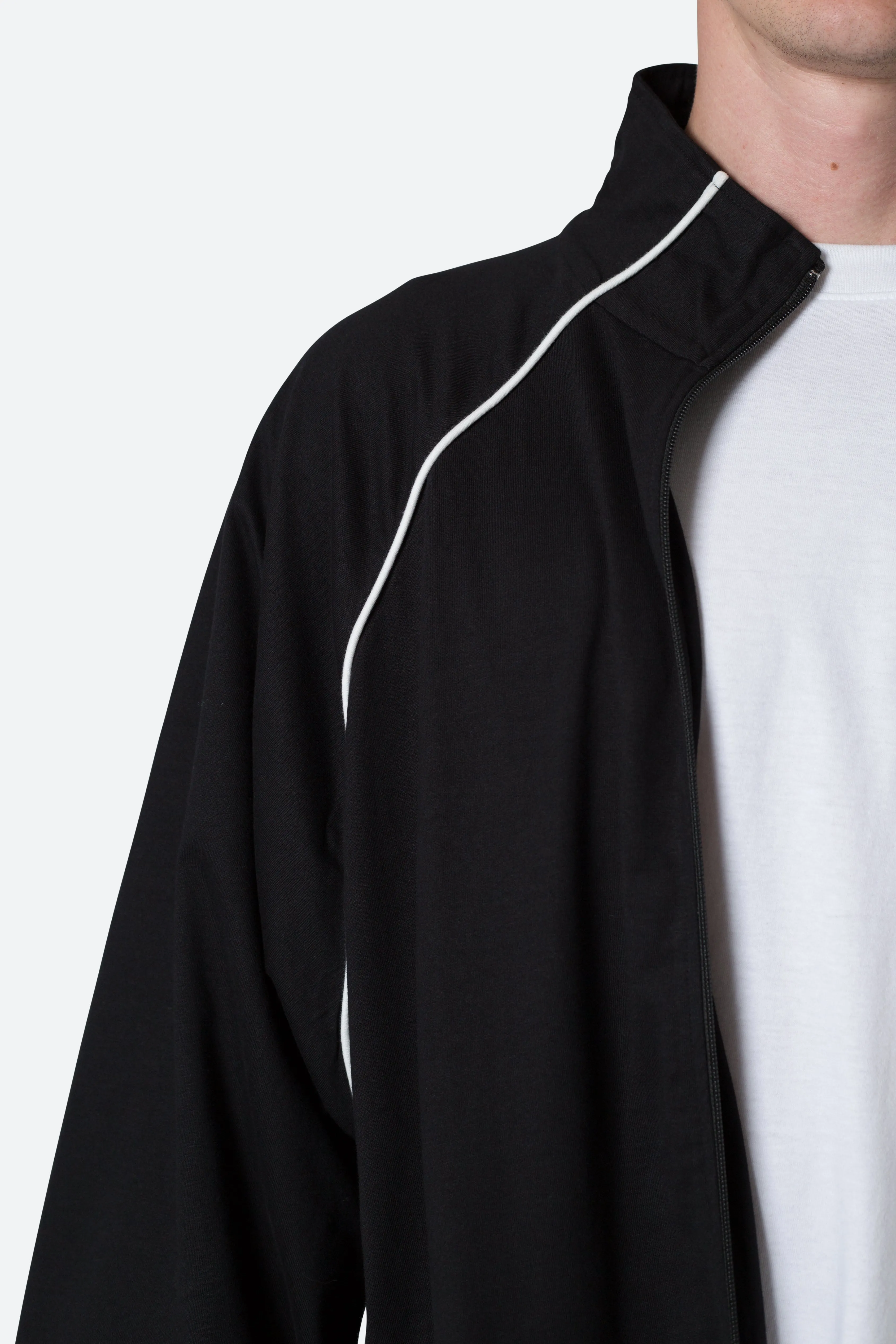 Oversized Jersey Track Jacket - Black/White