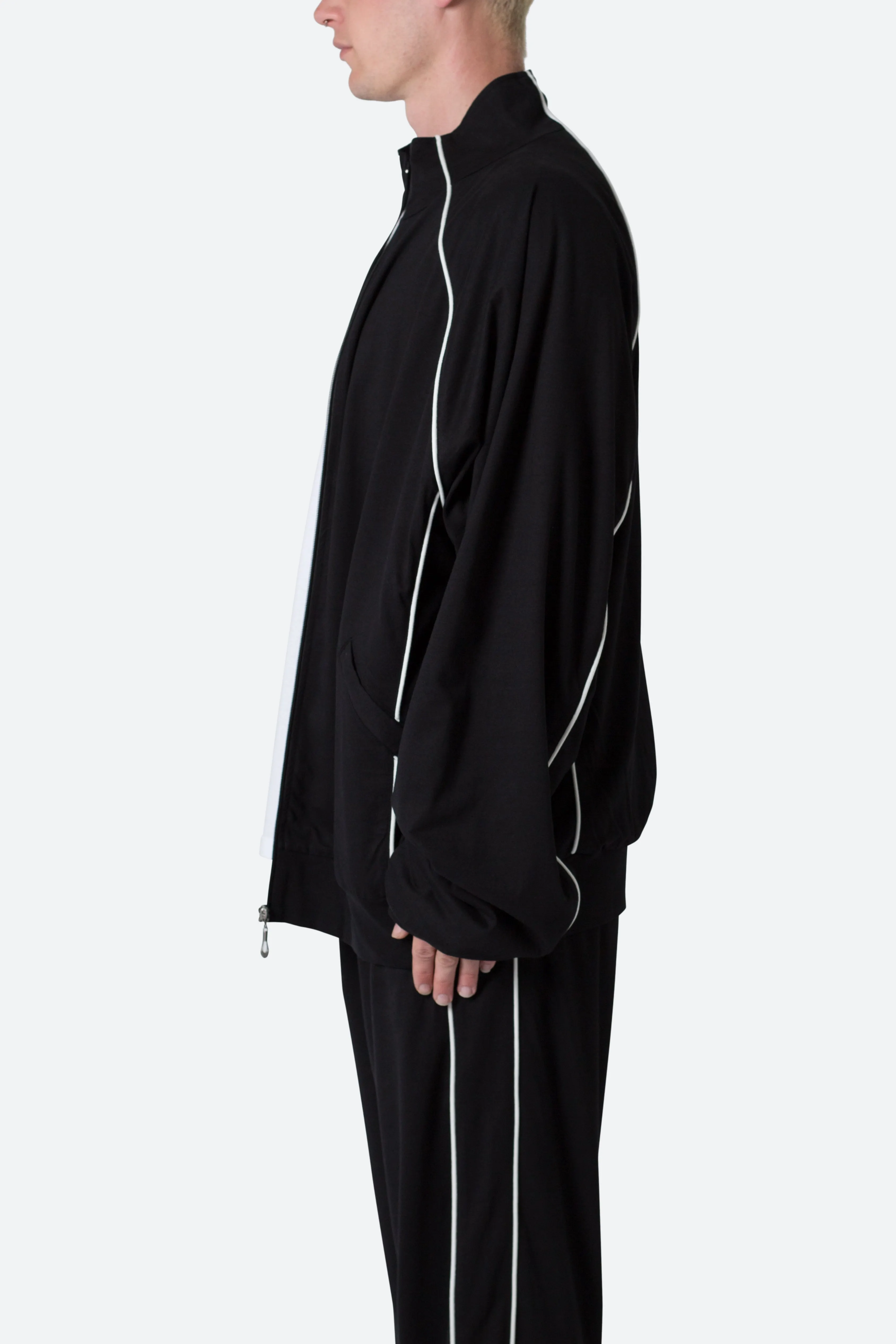 Oversized Jersey Track Jacket - Black/White