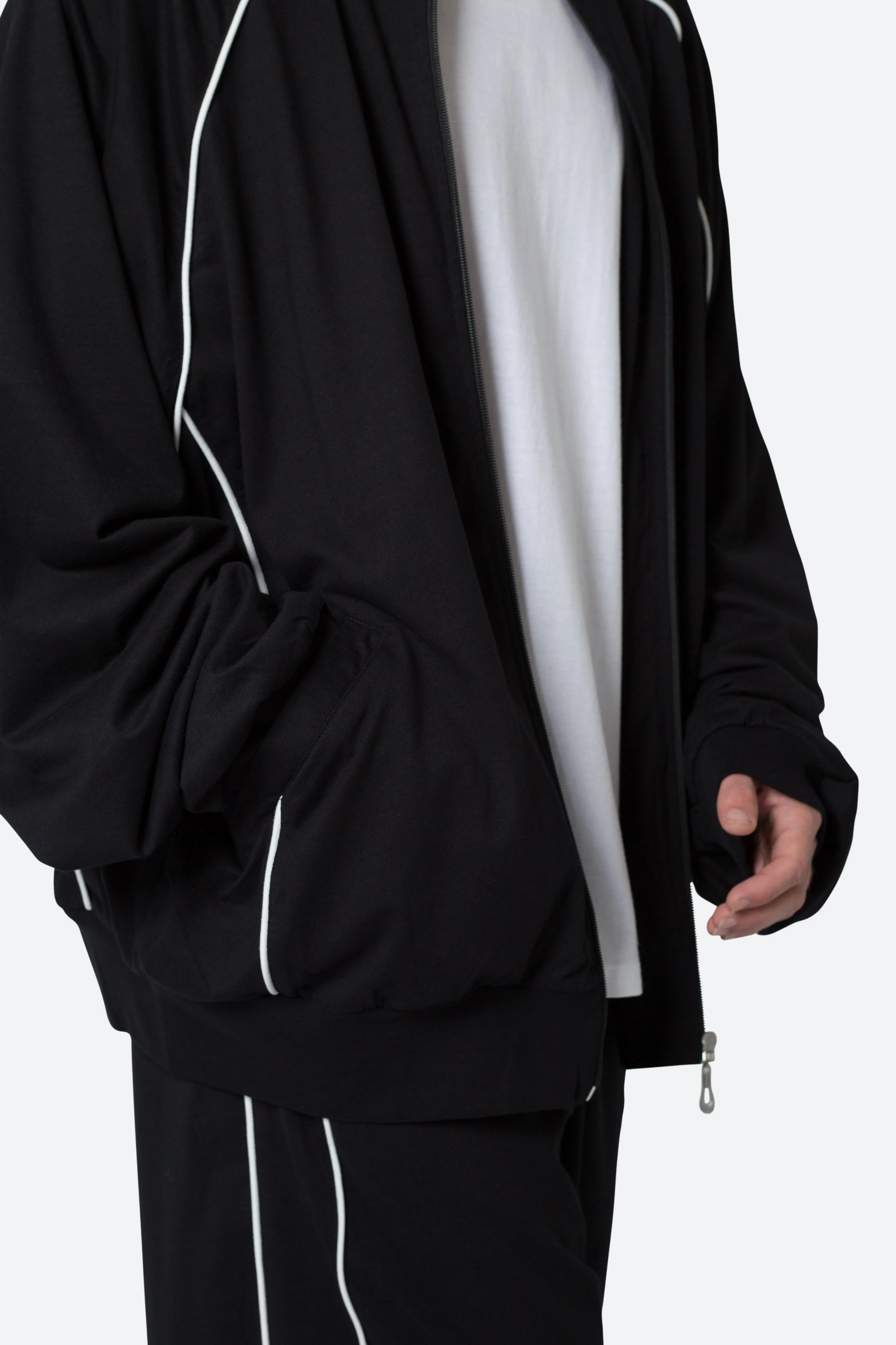 Oversized Jersey Track Jacket - Black/White