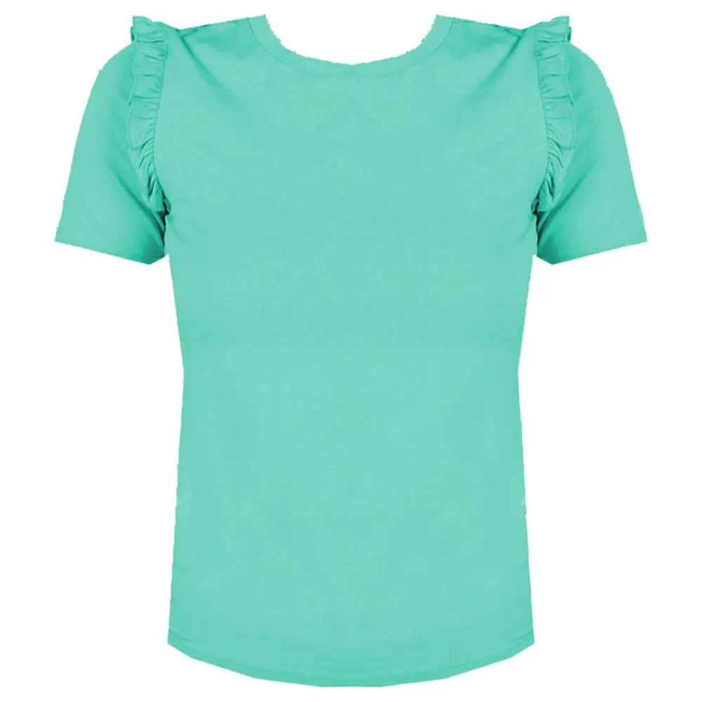 Patrizia Pepe Ruffled Shoulder Crew-neck Chic Top