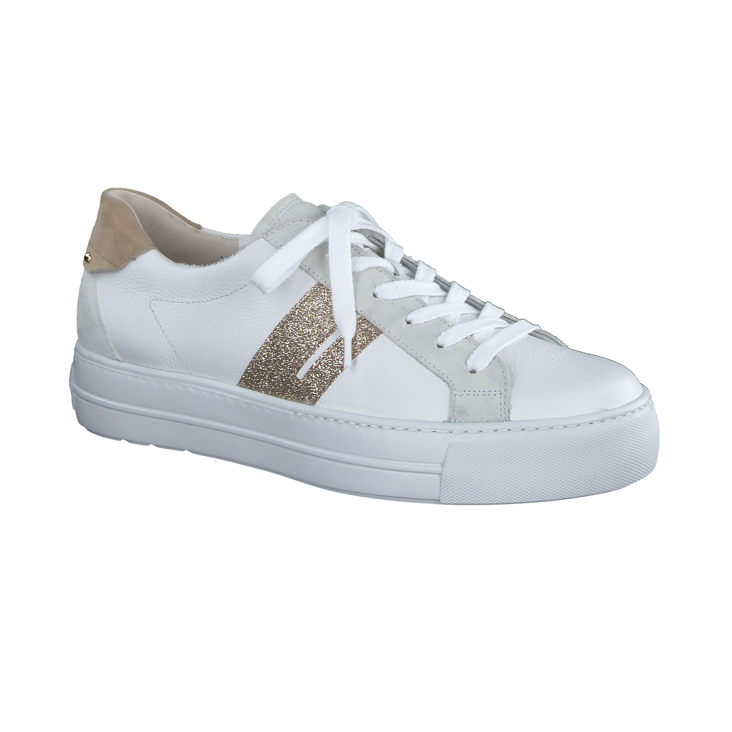 Paul Green White Leather Laced trainer 5330