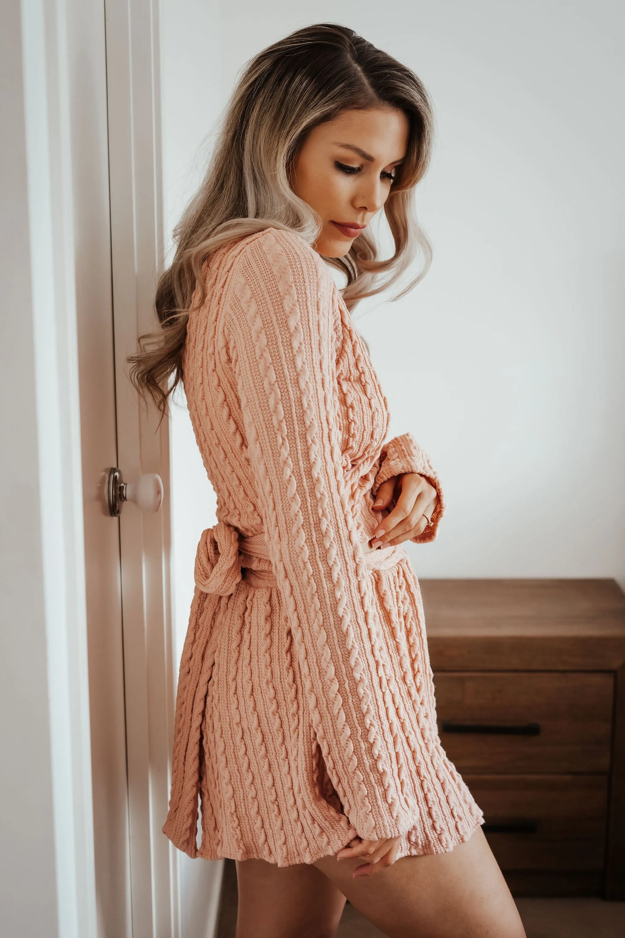 Peaches Pink Knit Wrap Top