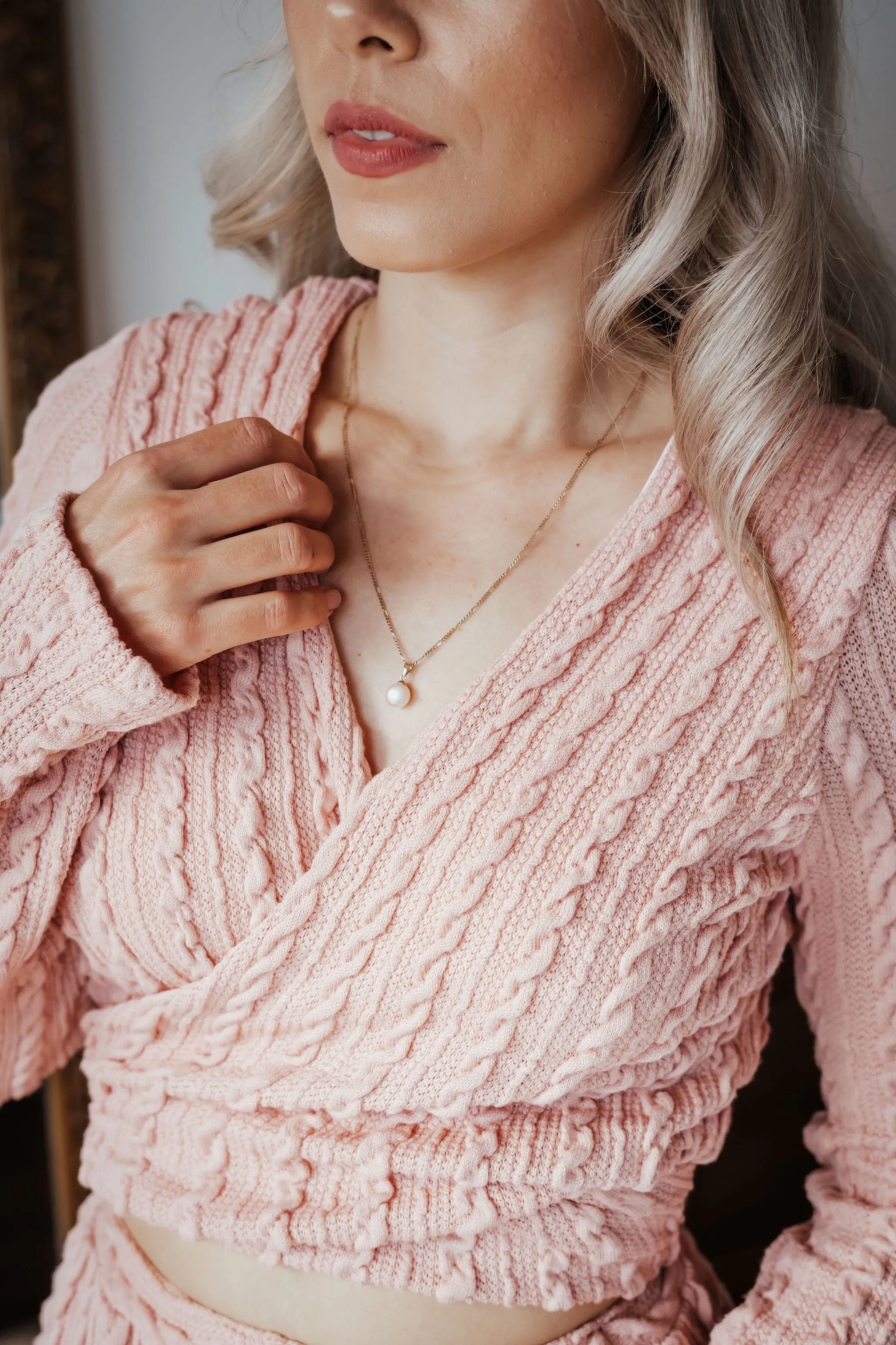 Peaches Pink Knit Wrap Top