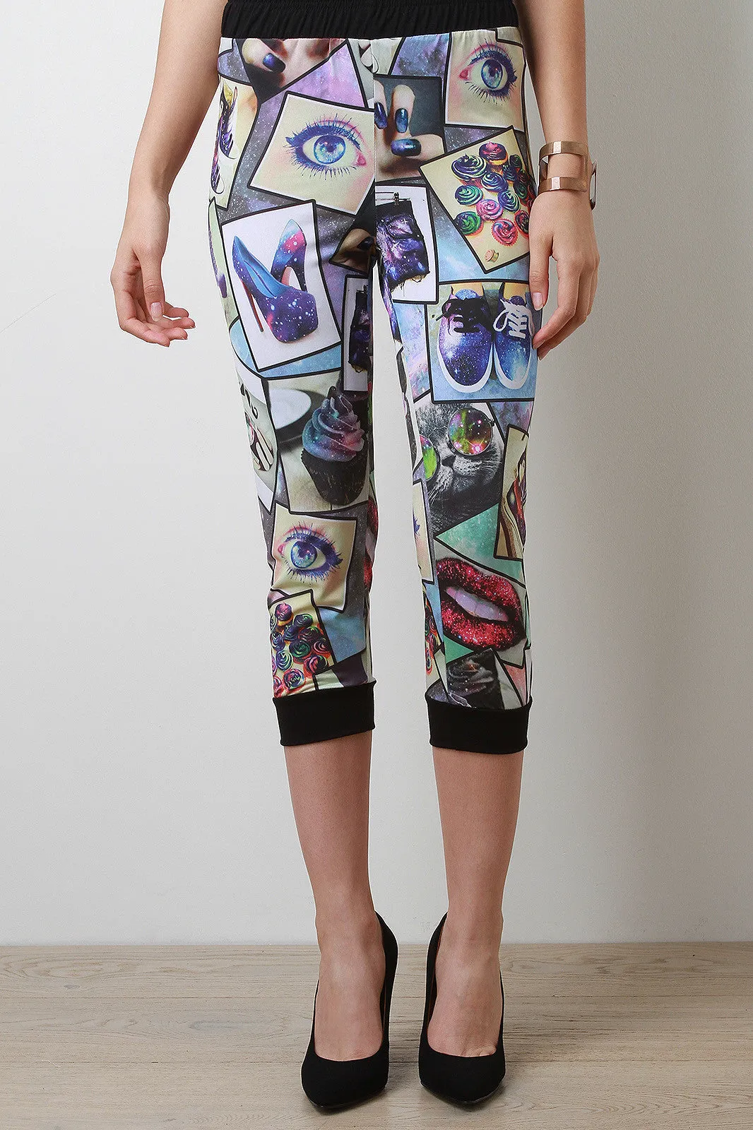 Photo Print Capri Joggers