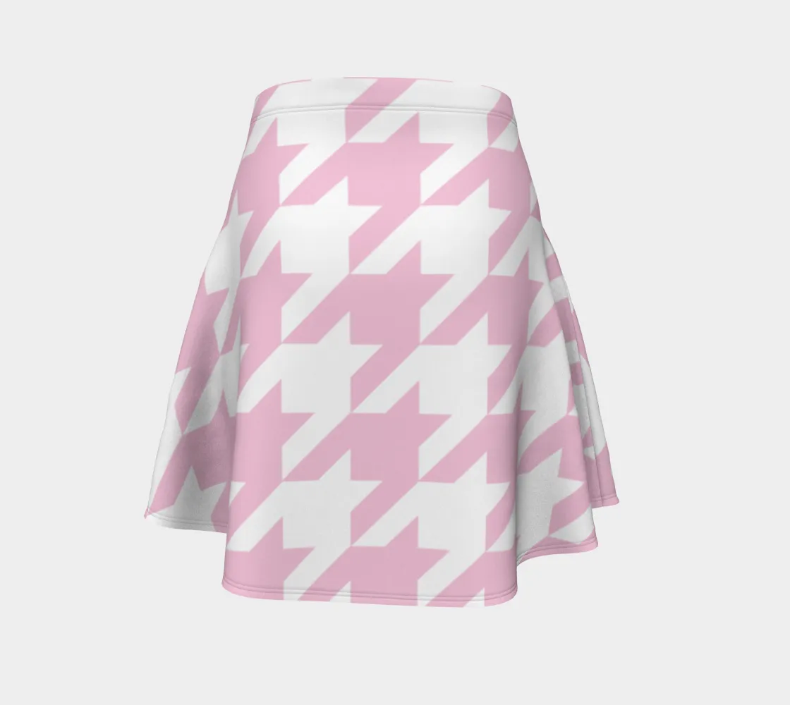 Pink Houndstooth Flare Skirt