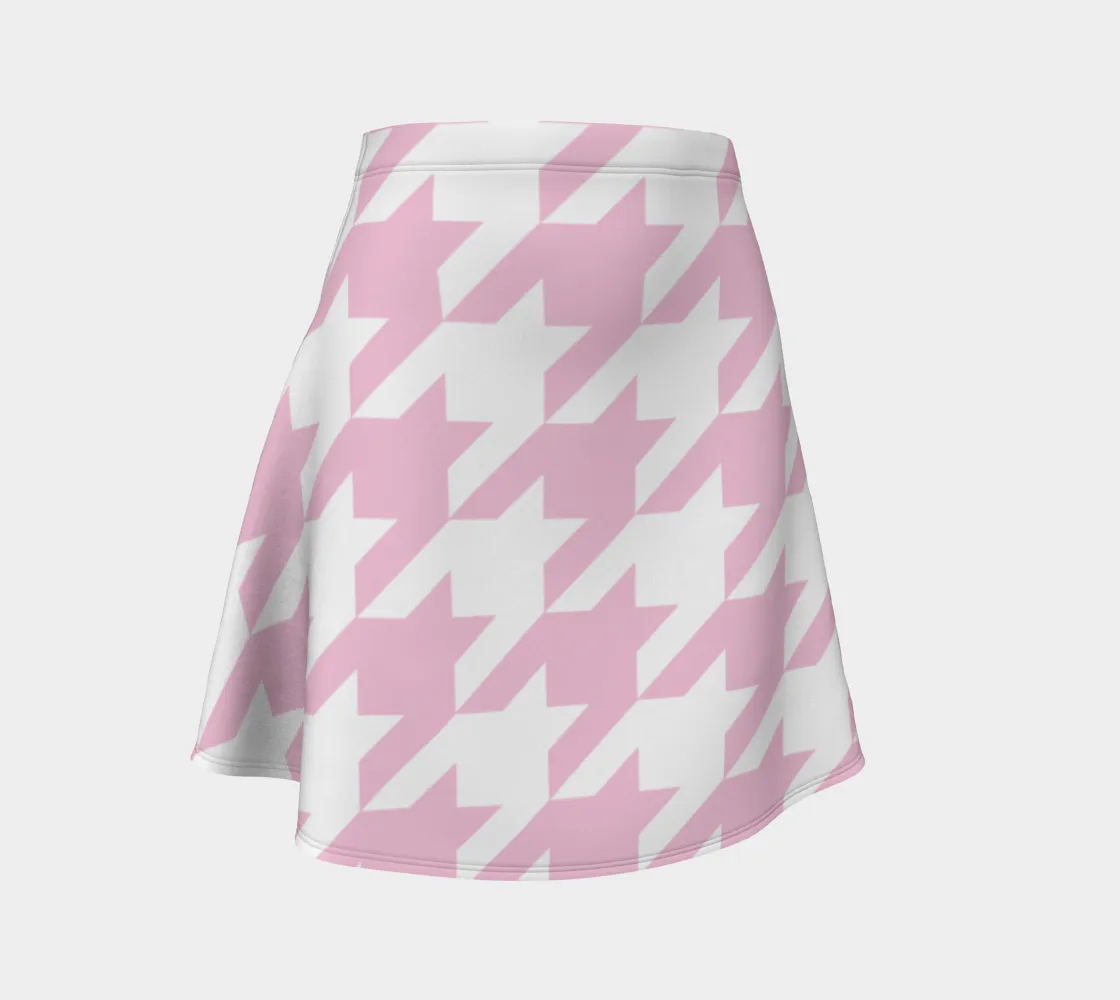 Pink Houndstooth Flare Skirt