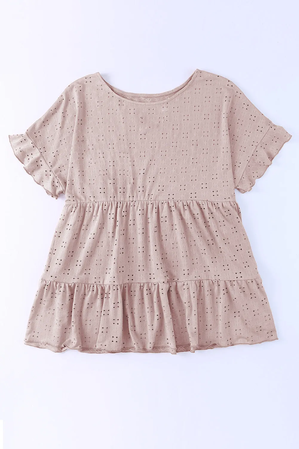 Plus Size Eyelet Ruffle Sleeve Top