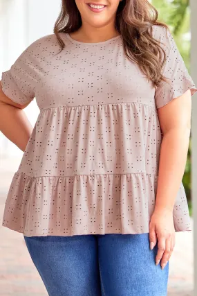 Plus Size Eyelet Ruffle Sleeve Top