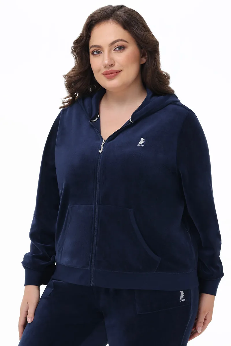 Plus-Size Scottie Cotton Velour Hoodie