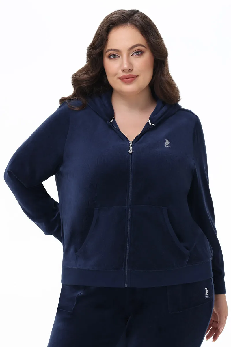 Plus-Size Scottie Cotton Velour Hoodie