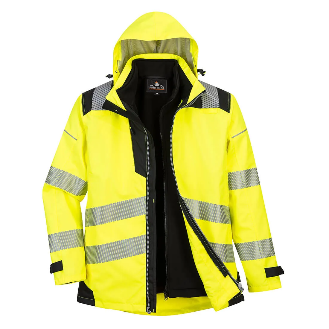 Portwest Men's PW3 Hi-Vis 3-In-1 Rain Jacket