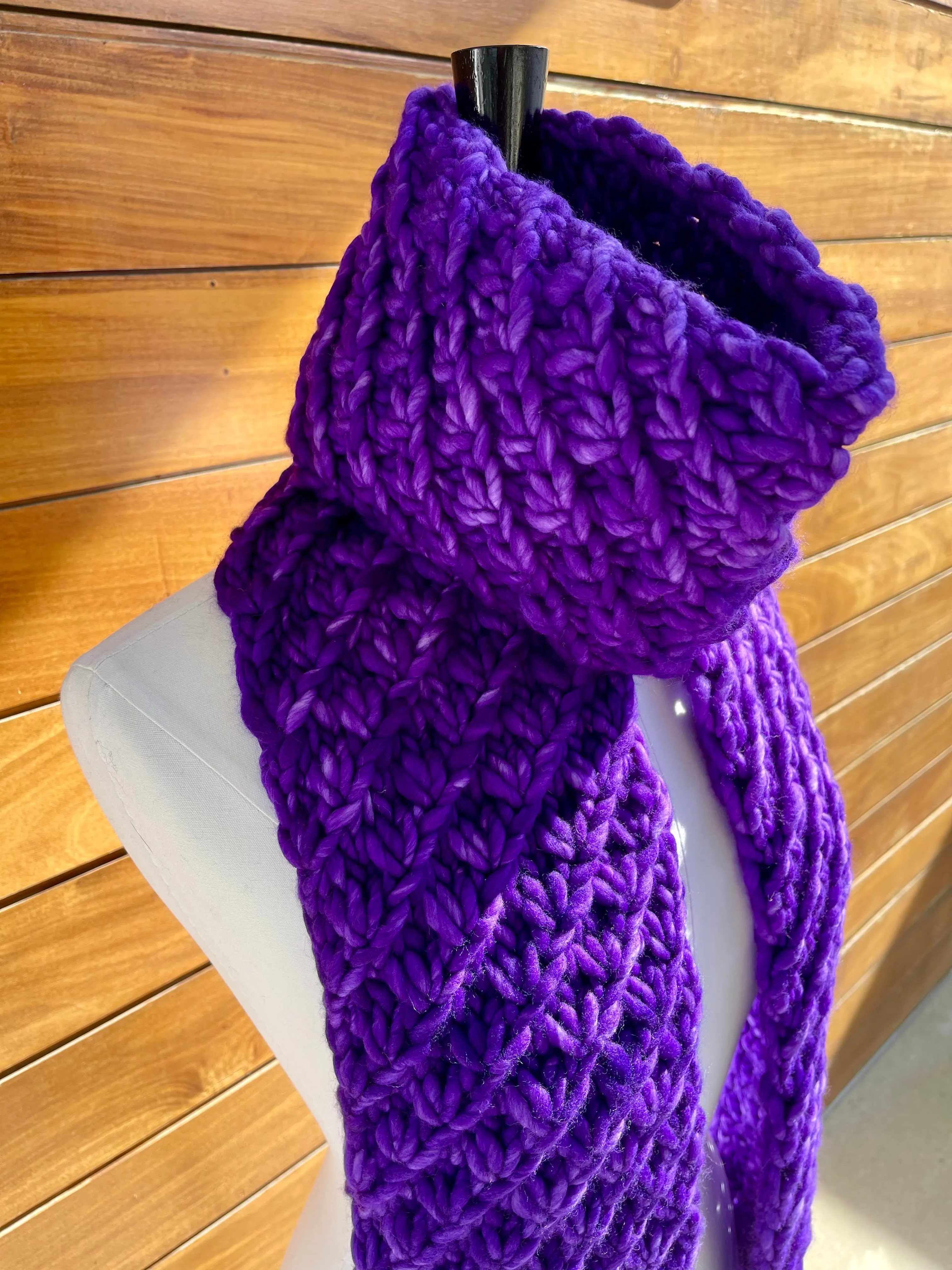 Purple Luxury Merino Wool Knit Scarf