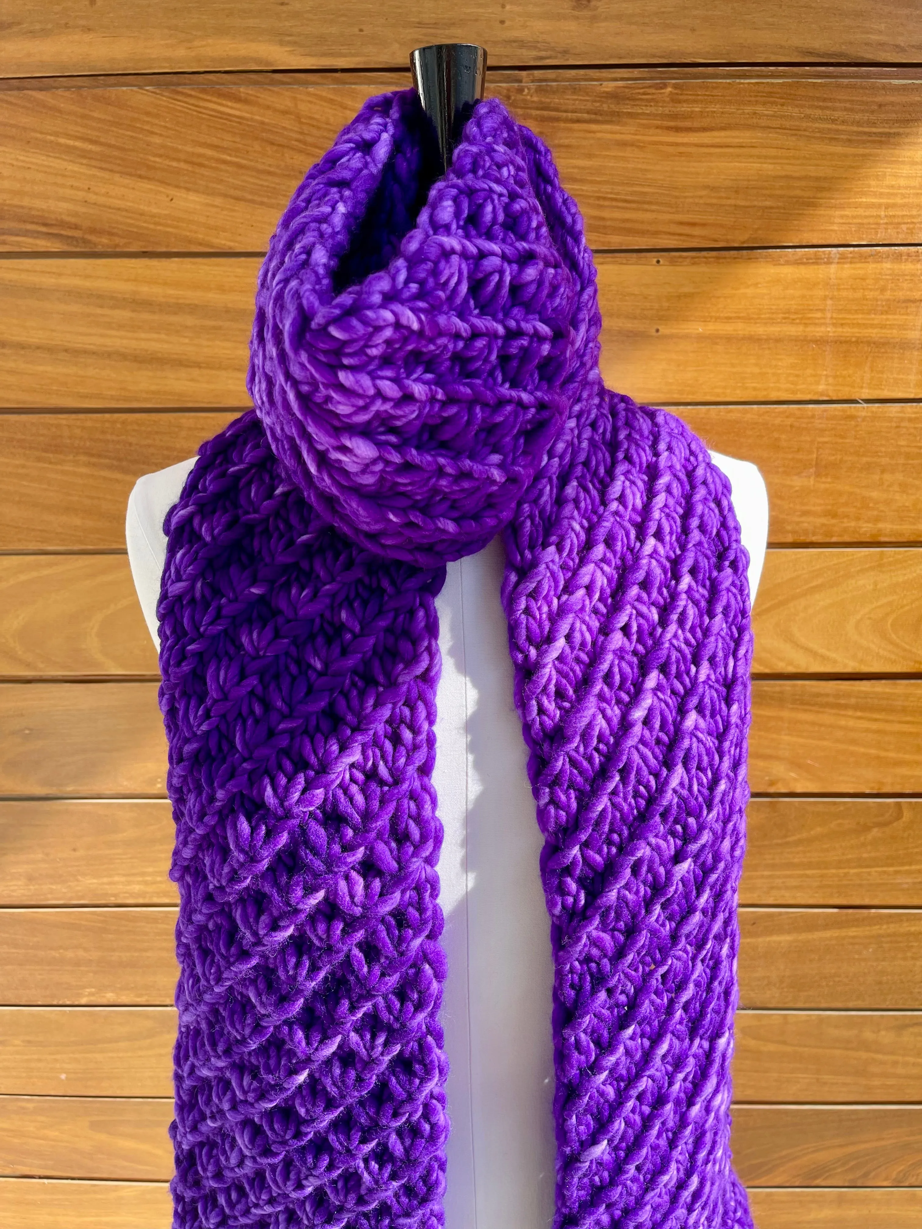 Purple Luxury Merino Wool Knit Scarf