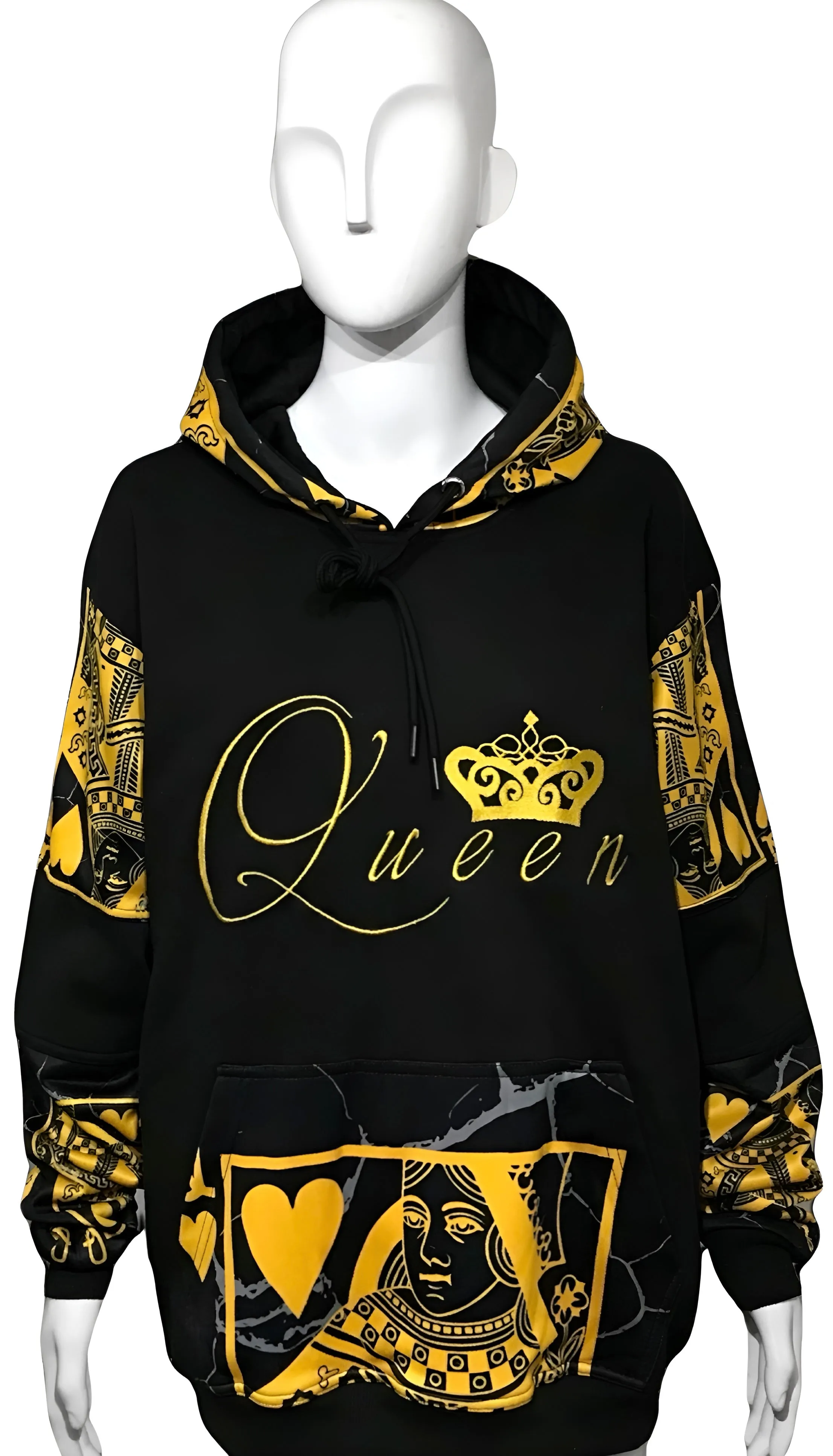 ^QUEEN OF HEARTS^ LUXURY *GOLD* PULLOVER HOODIES (CUT & SEW) (EMBROIDERED LOGO)