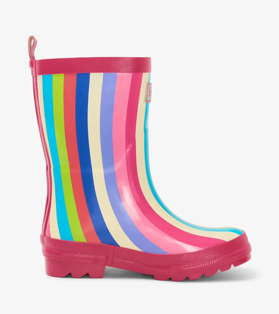 Rainbow Stripes Shiny Rain Boots