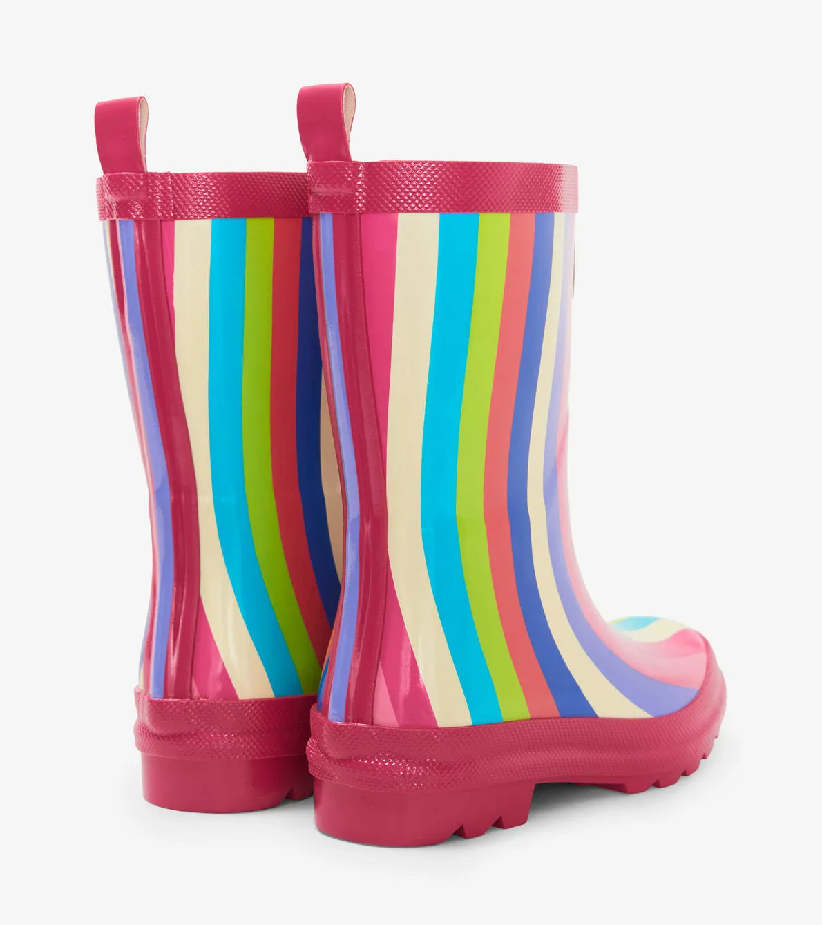 Rainbow Stripes Shiny Rain Boots