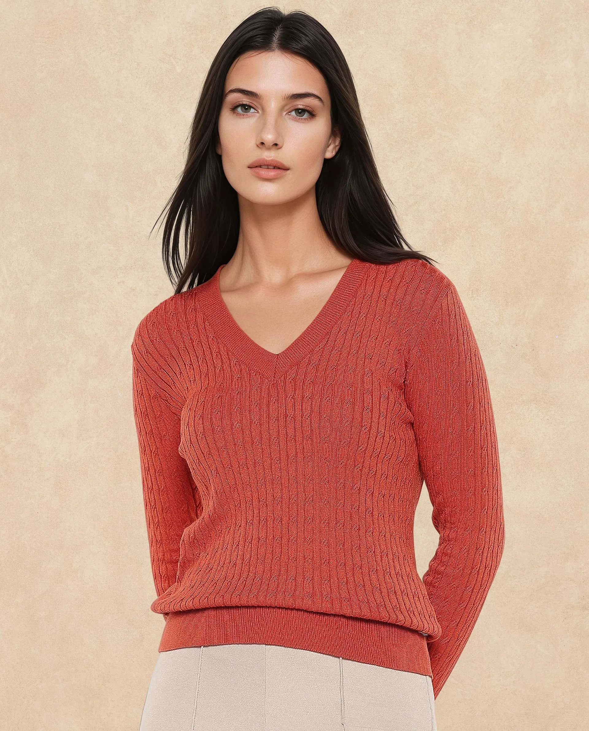 Rareism Women Izmit Orange Plain Top