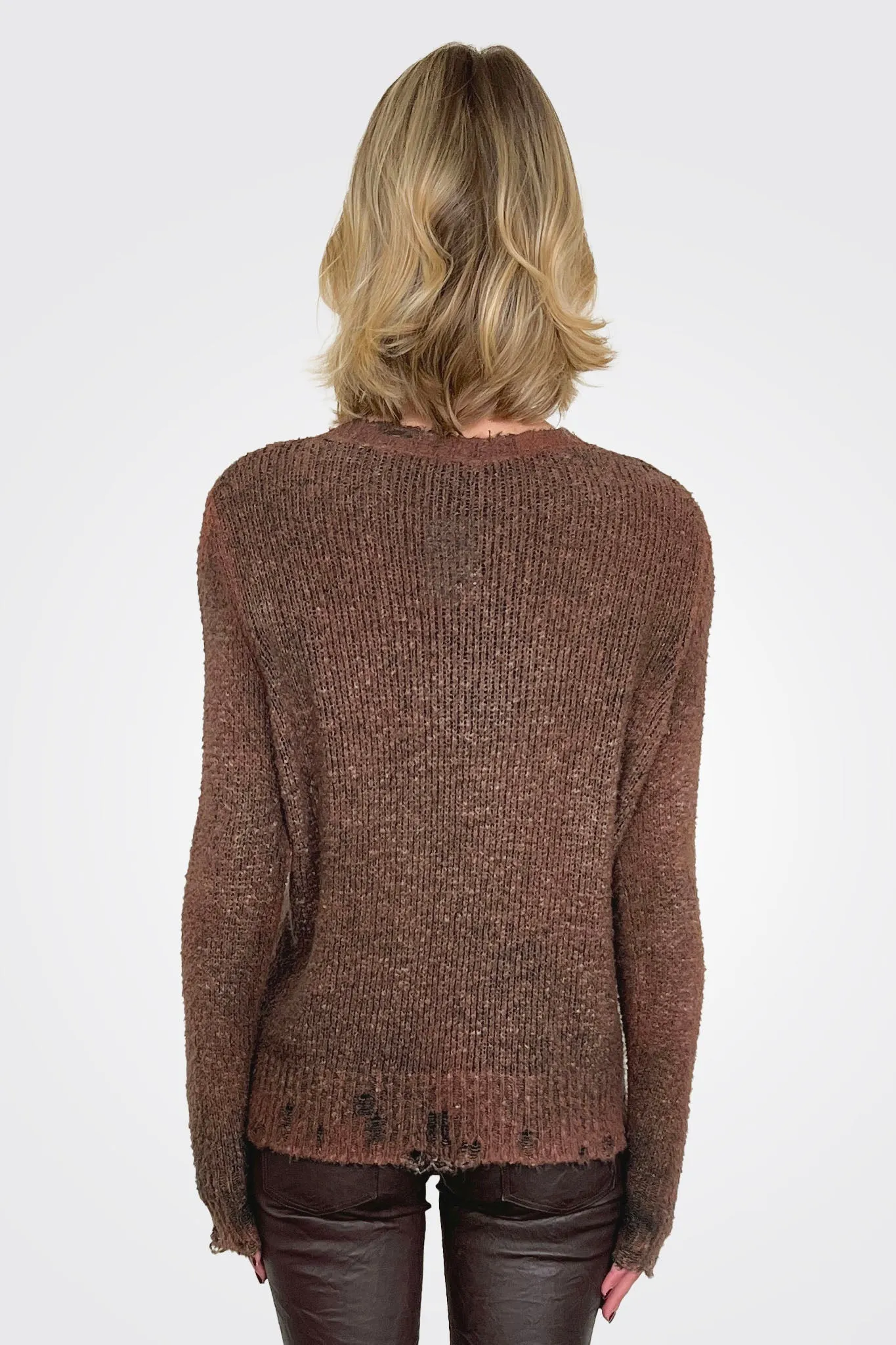 Reversible Knit Pullover - Brown Black