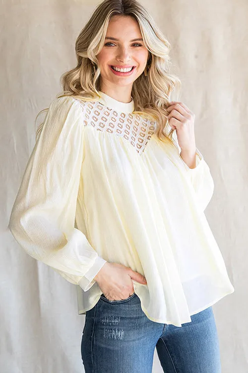 Romantic History Lace Balloon Long Sleeve Top - 6 Colors