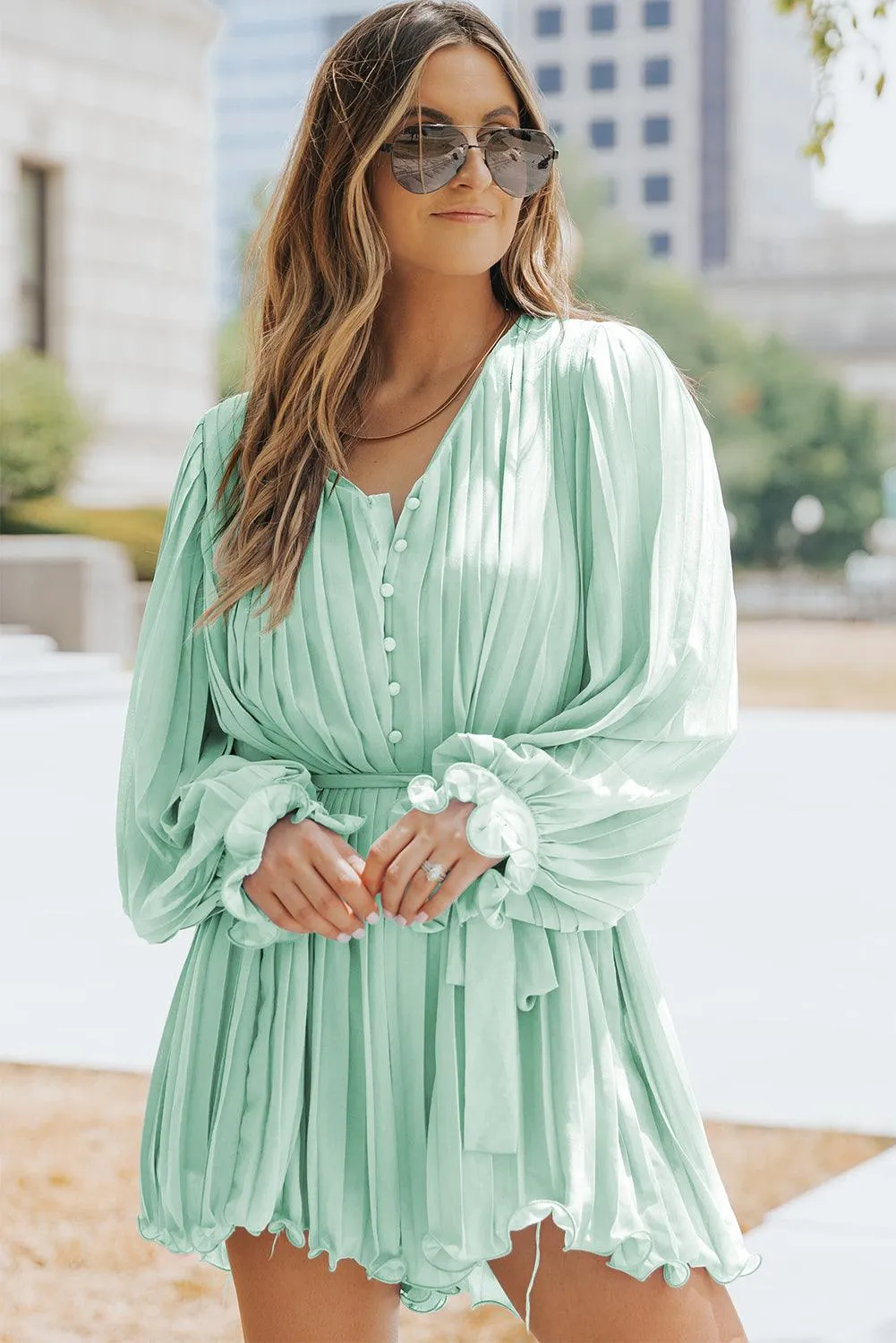 Ruffled Pleated Pastels Romper