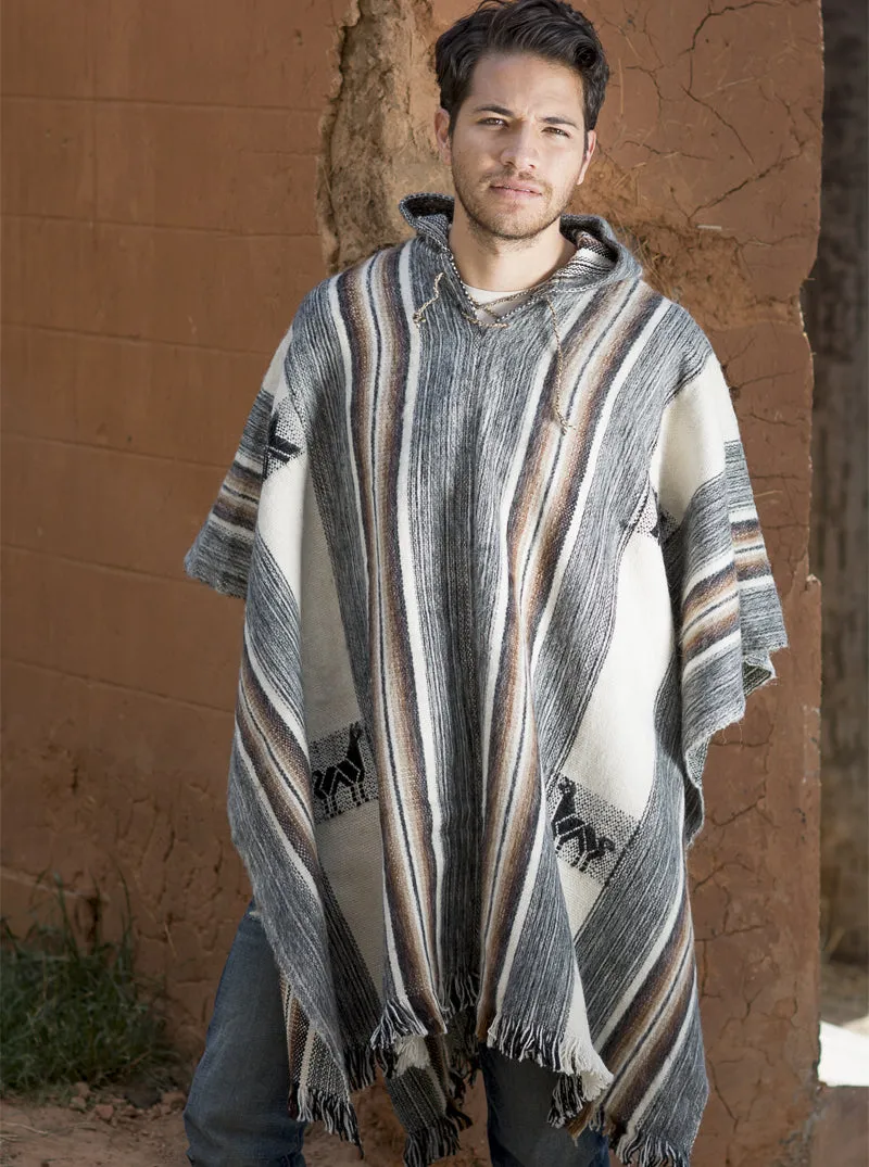 Rustic Alpaca Poncho for Men