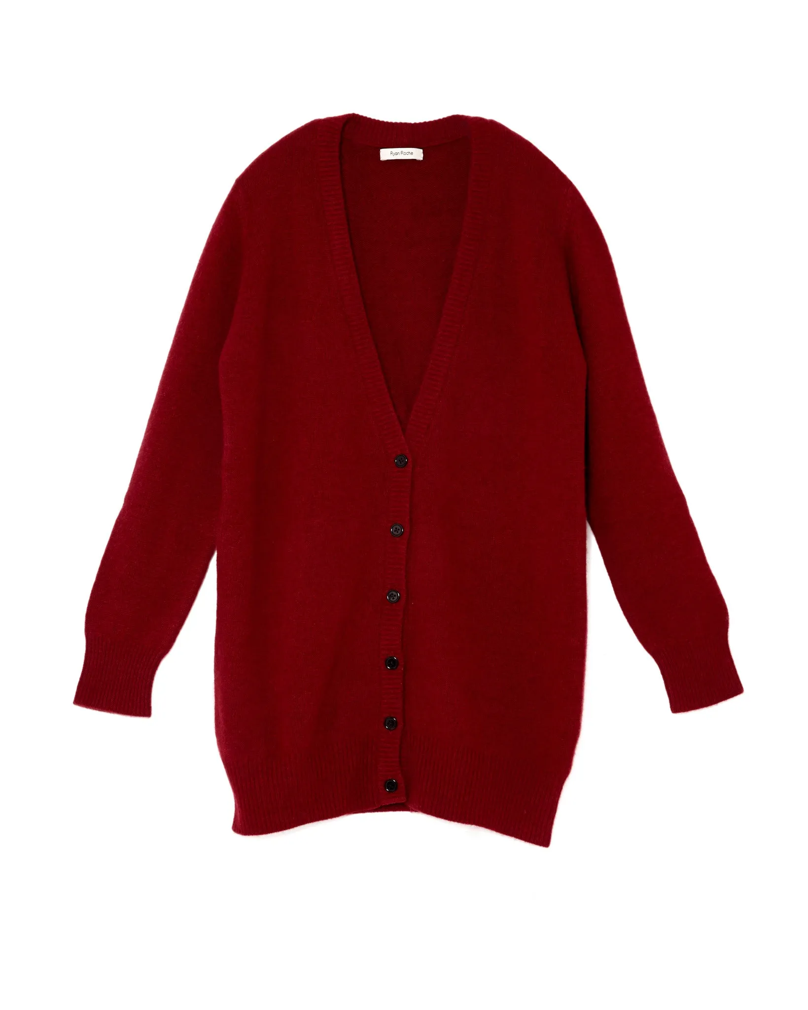 Ryan Roche | Cashmere Boyfriend Cardigan | Burgundy Red