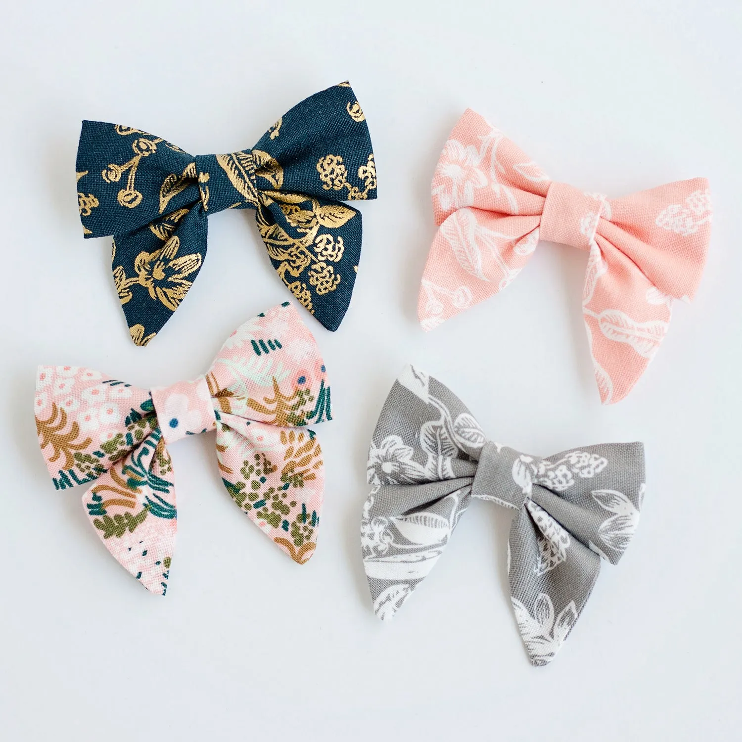 Sailor Bow Clip Or Headband / Navy Metallic Toile