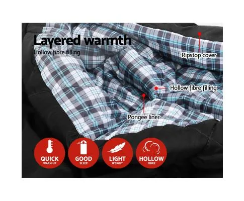 Sleeping Bag Bags Double Camping Hiking -10°C to 15°C Tent Winter Thermal Grey